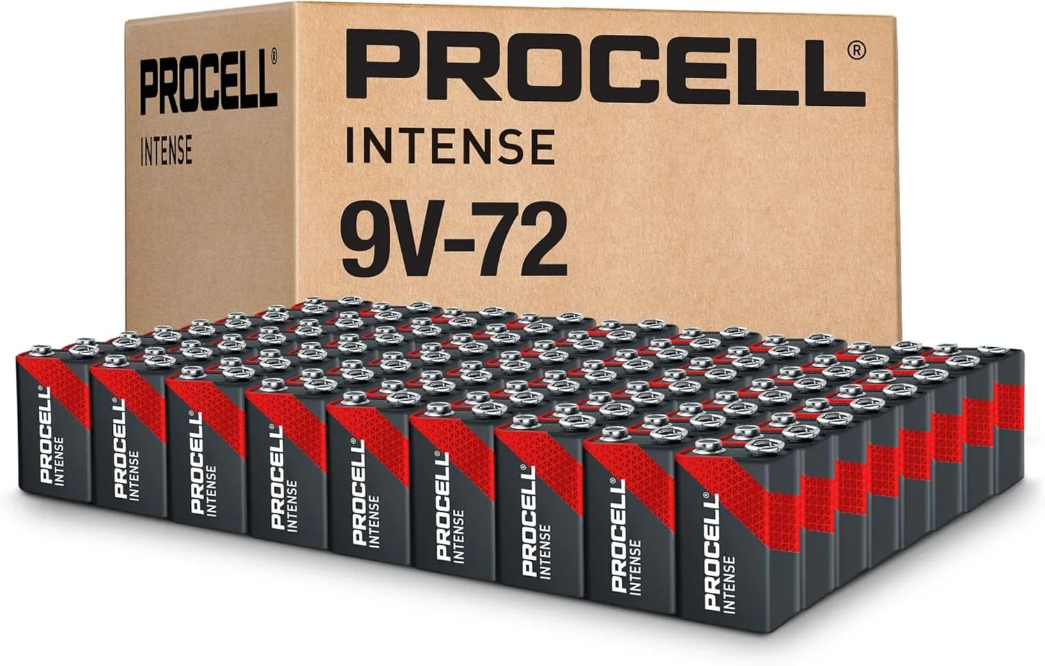 باتری های آلکالاین اینتنس 9 ولت PROCELL، باتری آلکالاین 9 ولت برای دستگاه های حرفه ای با مصرف بالا، باتری 9 ولت با قدرت ماندگاری طولانی، باتری های صنعتی 9 ولت همه منظوره، بسته عمده 72 عددی