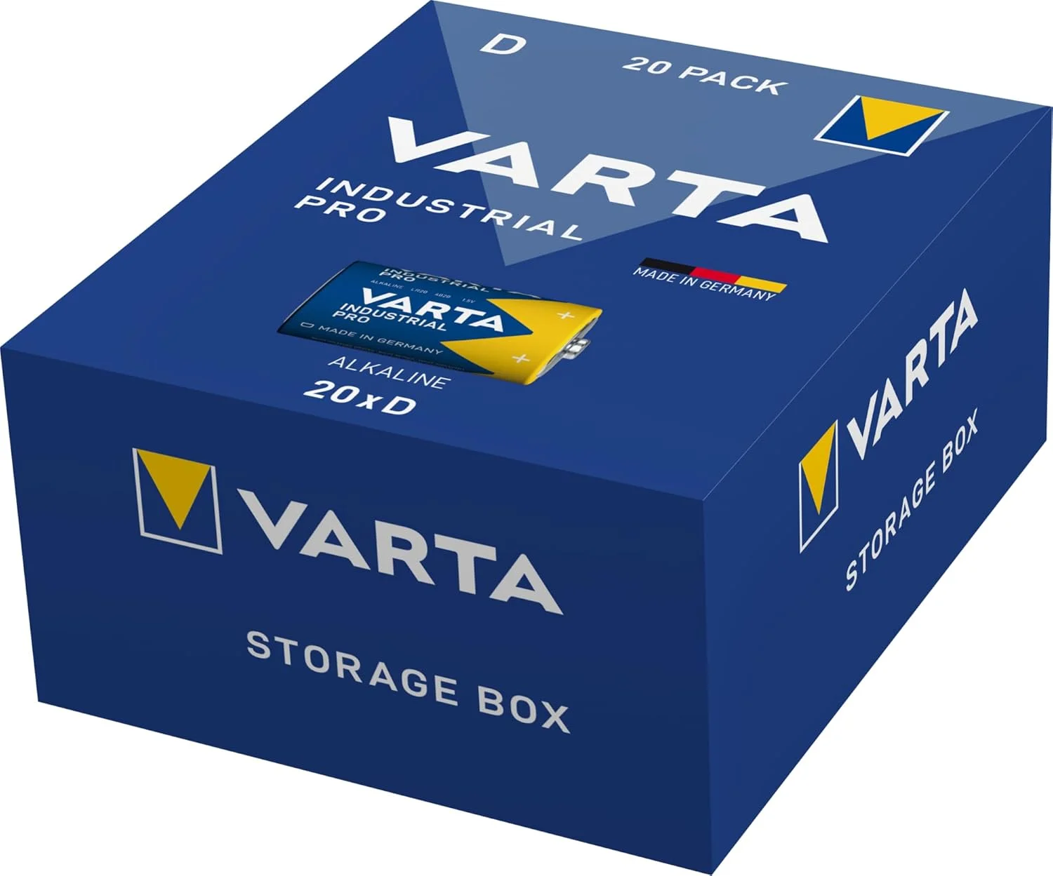 باتری مونو VARTA D، بسته 20 عددی، Industrial Pro، باتری آلکالاین، 1.5 ولت، بسته ذخیره سازی، ساخت آلمان باتری مونو VARTA D، بسته 20 عددی، Industrial Pro، باتری آلکالاین، 1.5 ولت، بسته ذخیره سازی، ساخت آلمان