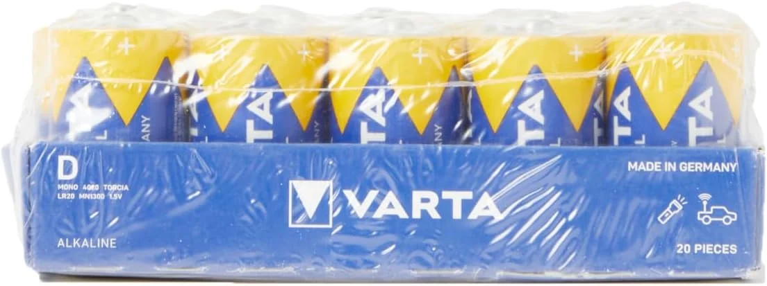 باتری مونو VARTA D، بسته 20 عددی، Industrial Pro، باتری آلکالاین، 1.5 ولت، بسته ذخیره سازی، ساخت آلمان باتری مونو VARTA D، بسته 20 عددی، Industrial Pro، باتری آلکالاین، 1.5 ولت، بسته ذخیره سازی، ساخت آلمان