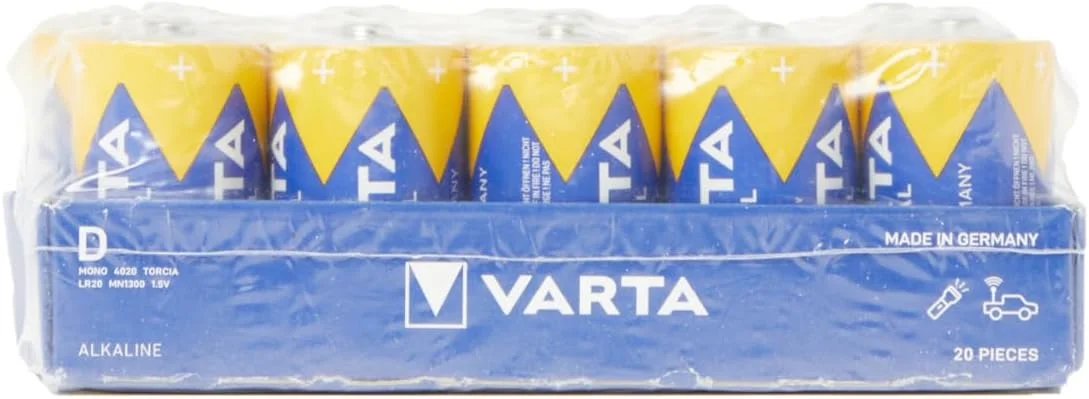 باتری مونو VARTA D، بسته 20 عددی، Industrial Pro، باتری آلکالاین، 1.5 ولت، بسته ذخیره سازی، ساخت آلمان باتری مونو VARTA D، بسته 20 عددی، Industrial Pro، باتری آلکالاین، 1.5 ولت، بسته ذخیره سازی، ساخت آلمان