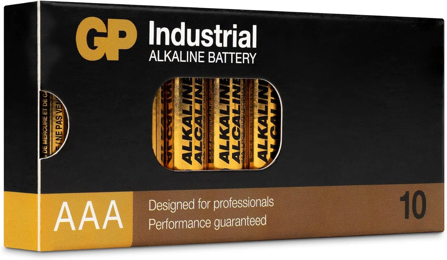 باتری های آلکالاین صنعتی GP AAA 1.5 ولت، معروف به Micro/LR03، بسته 10 عددی باتری صنعتی AAA در بسته بندی کاغذی بدون پلاستیک