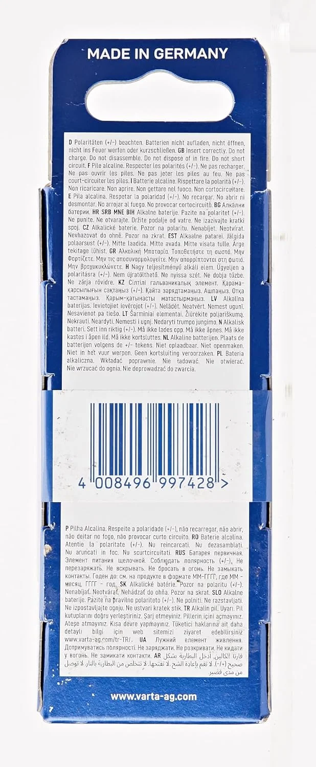 باتری صنعتی VARTA AA Mignon Alkaline Batteries LR6 - بسته 40 عددی، ساخت آلمان باتری صنعتی VARTA AA Mignon Alkaline Batteries LR6 - بسته 40 عددی، ساخت آلمان