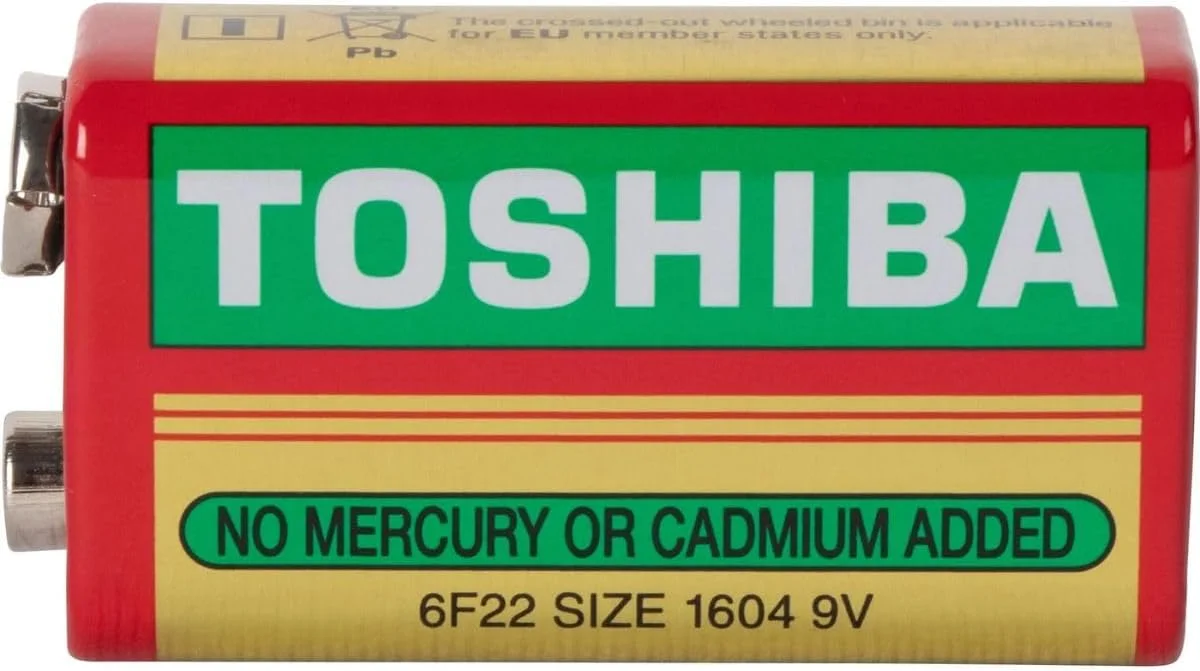 باتری کربنی زینک سنگین TOSHIBA - ایده آل برای دستگاه های کم مصرف، 9 ولت، بسته 1 عددی