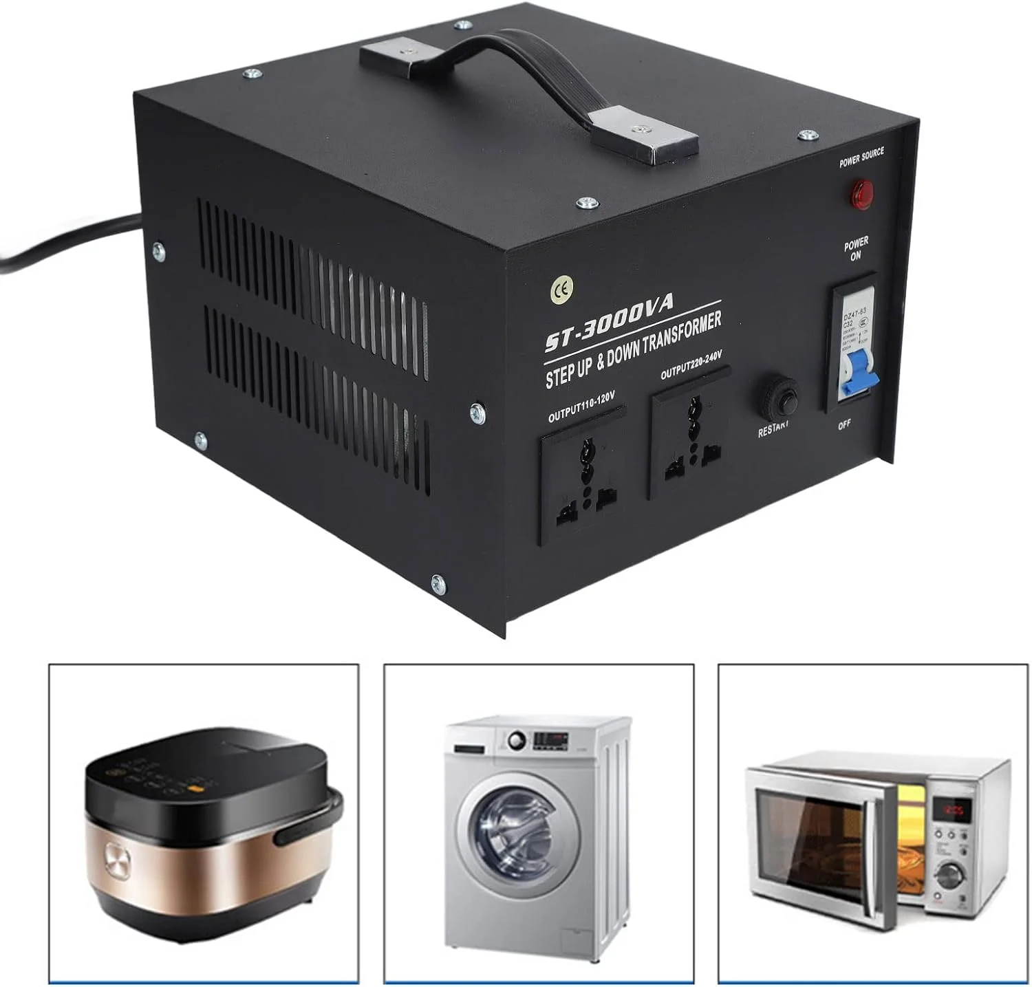 مبدل ترانسفورماتور ولتاژ AC 3000 وات افزاینده کاهنده 110 ولت به 220 ولت افزاینده 220 ولت به 110 ولت