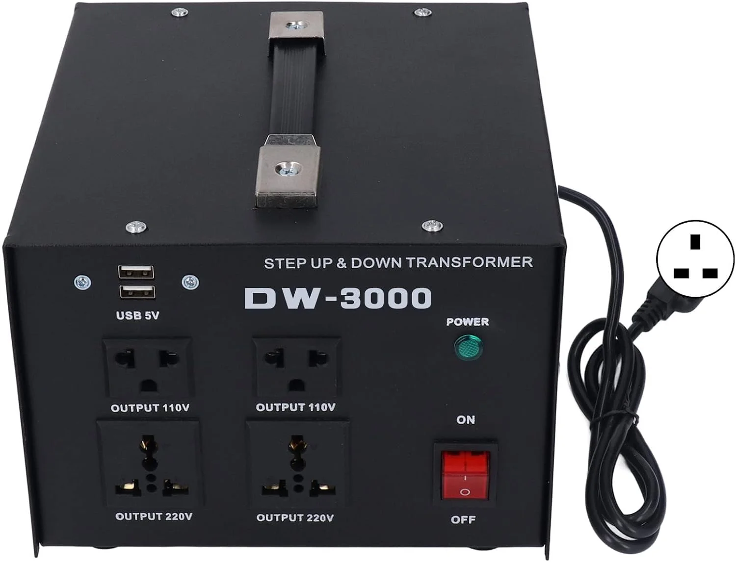 ترانسفورماتور ولتاژ 3000 وات 110 ولت به 220 ولت و 220 ولت به 110 ولت، مبدل ولتاژ منبع تغذیه کاهنده افزاینده (دوشاخه بریتانیا)