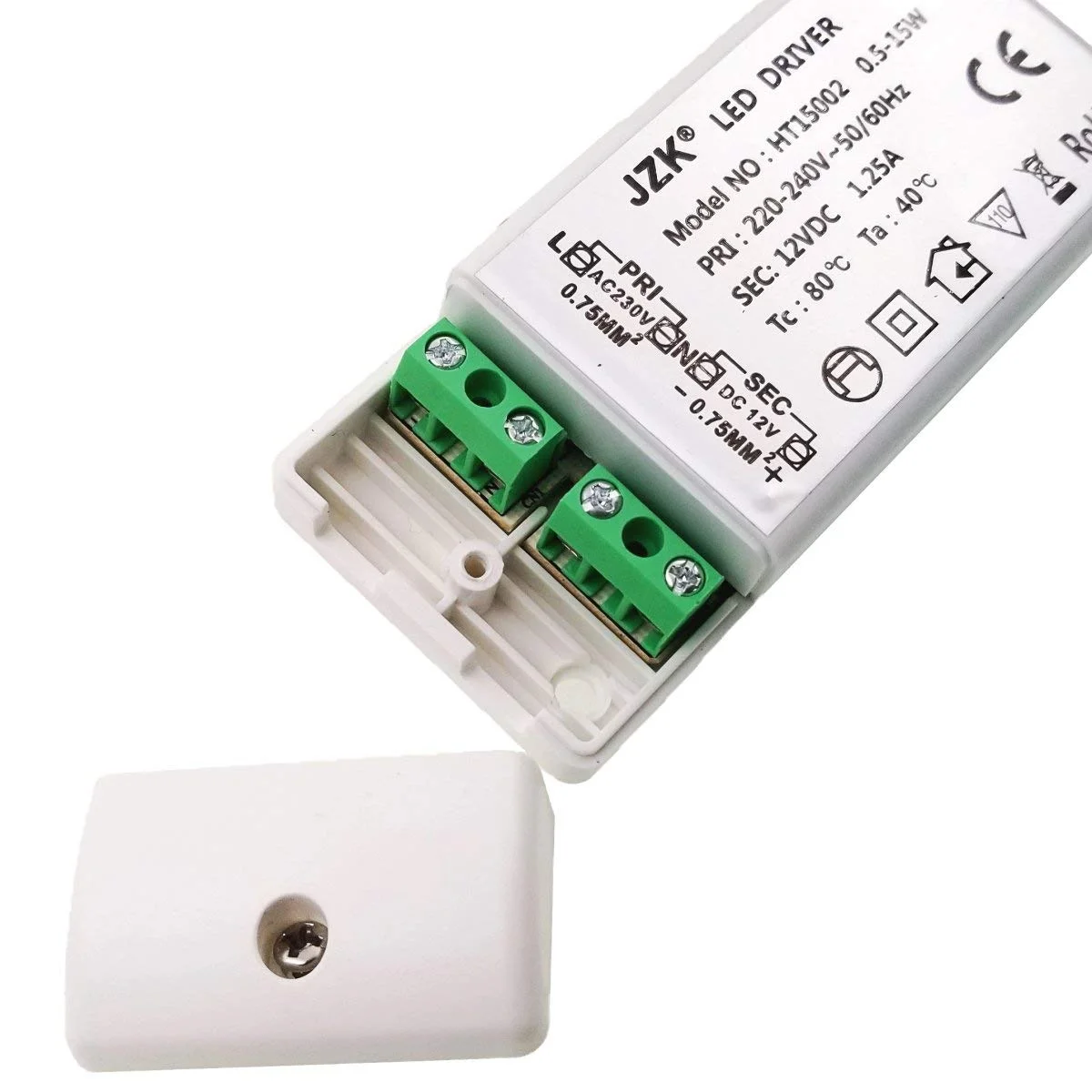 JZK ورودی: 220-240 ولت، خروجی: DC 12 ولت، 1.25 آمپر DC، 15 وات، درایور ترانسفورماتور لامپ LED، مبدل منبع تغذیه ولتاژ ثابت، 91×41×19 میلی متر