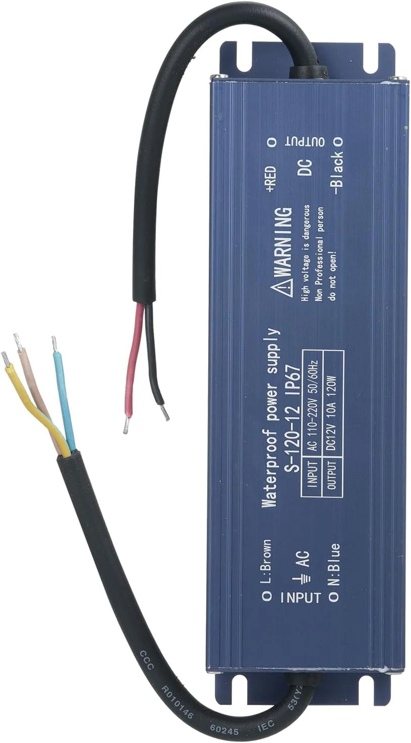 منبع تغذیه درایور LED ضد آب Irovami IP67 آداپتور ترانسفورماتور AC به خروجی ولتاژ ثابت 120 وات برای نوار نور LED تابلوی علامت جعبه نور در فضای باز