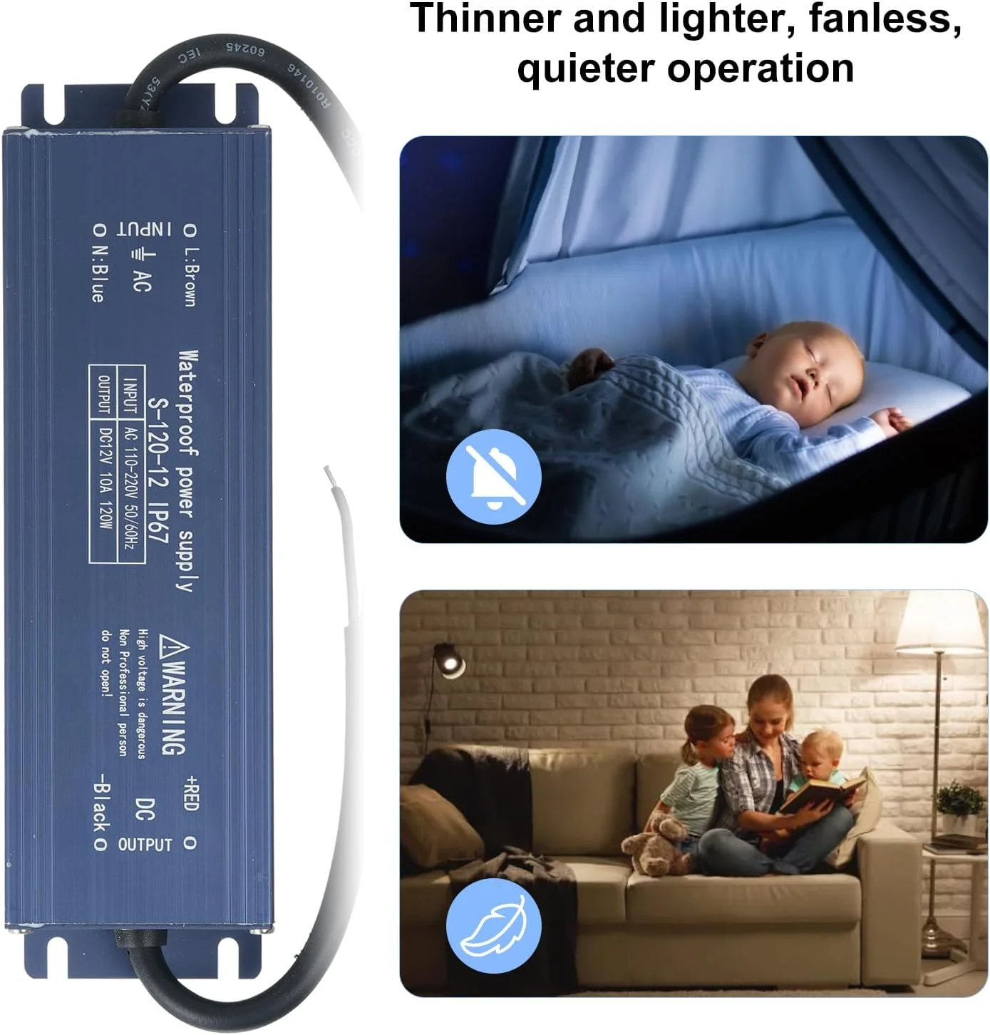 منبع تغذیه درایور LED ضد آب Irovami IP67 آداپتور ترانسفورماتور AC به خروجی ولتاژ ثابت 120 وات برای نوار نور LED تابلوی علامت جعبه نور در فضای باز