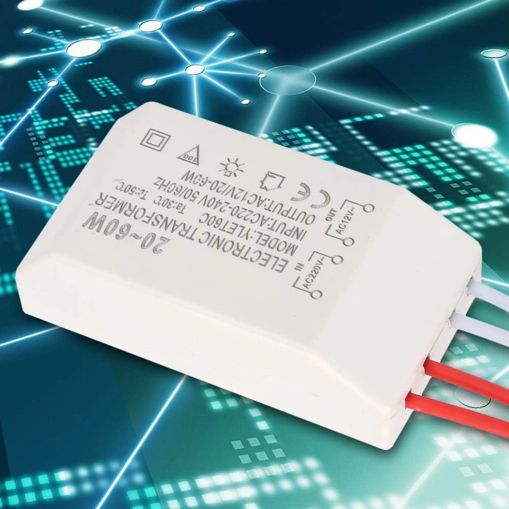 مبدل ولتاژ ترانسفورماتور الکترونیکی 220 ولت به AC 12 ولت، درایور منبع تغذیه هوشمند 20-60 وات