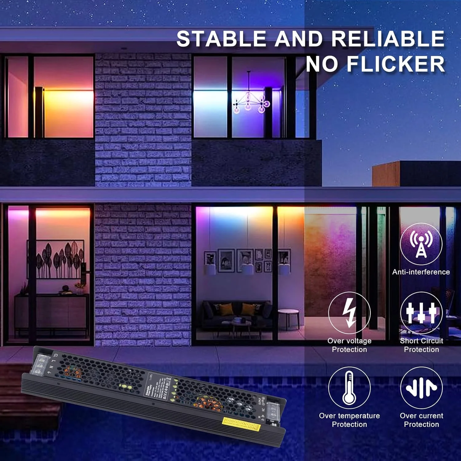 ترانسفورماتور LED واریکارت، AC 230 ولت به DC 24 ولت 8300 میلی آمپر 200 وات، درایور LED دیمر شونده الکترونیکی ولتاژ پایین، منبع تغذیه سوئیچینگ ولتاژ ثابت - TRIAC و 0/1-10 ولت، بدون سوسو زدن، بدون نویز ترانسفورماتور LED واریکارت، AC 230 ولت به DC 24 ولت 8300 میلی آمپر 200 وات، درایور LED دیمر شونده الکترونیکی ولتاژ پایین، منبع تغذیه سوئیچینگ ولتاژ ثابت - TRIAC و 0/1-10 ولت، بدون سوسو زدن، بدون نویز