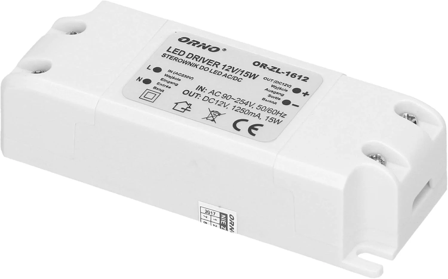 ترانسفورماتور LED اورنو 12 ولت (90 ولت - 254 ولت به 12 ولت) برای لامپ LED G4 MR11 MR16 GU5.3 یا درایور نوار نور (6 وات - 50 وات)، IP20