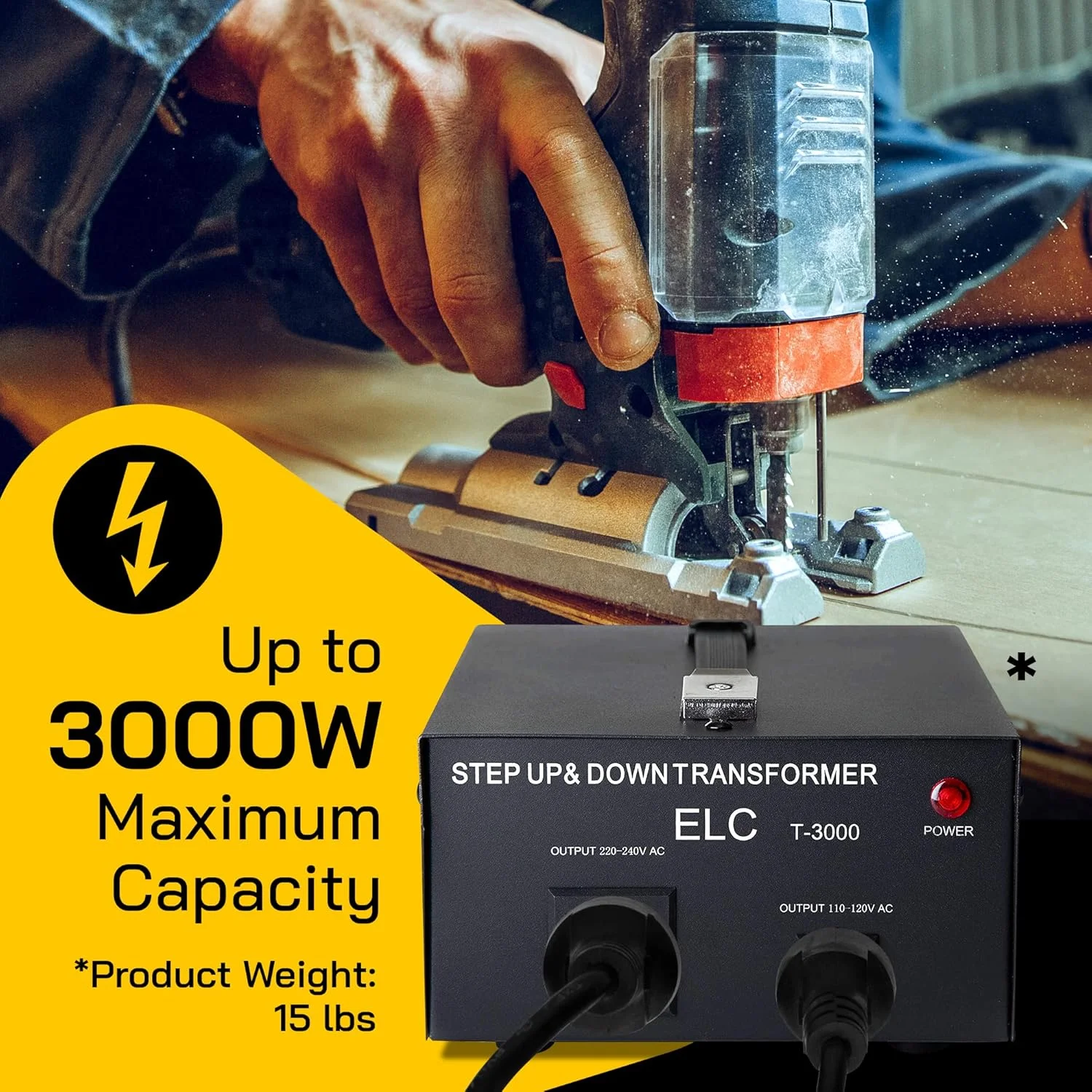 مبدل ولتاژ 3000+ وات سری ELC T - افزاینده/کاهنده - مبدل برق 110 ولت به 220 ولت / 220 ولت به 110 ولت - محافظت از مدار، دارای گواهی CE [3 سال گارانتی]