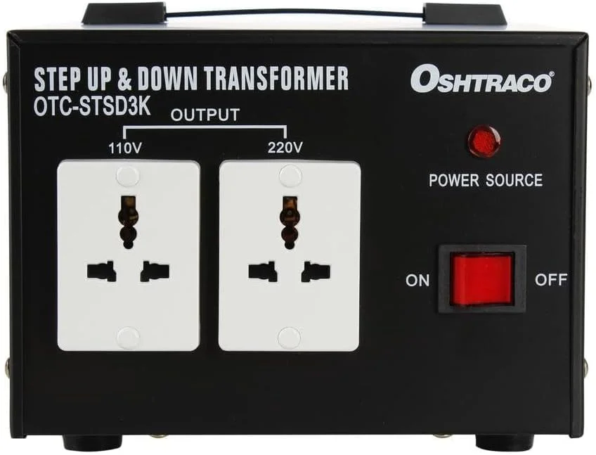 ترانسفورماتور ولتاژ افزاینده و کاهنده 3000 وات اوشتراکو با محافظ فیوز و پریز جهانی