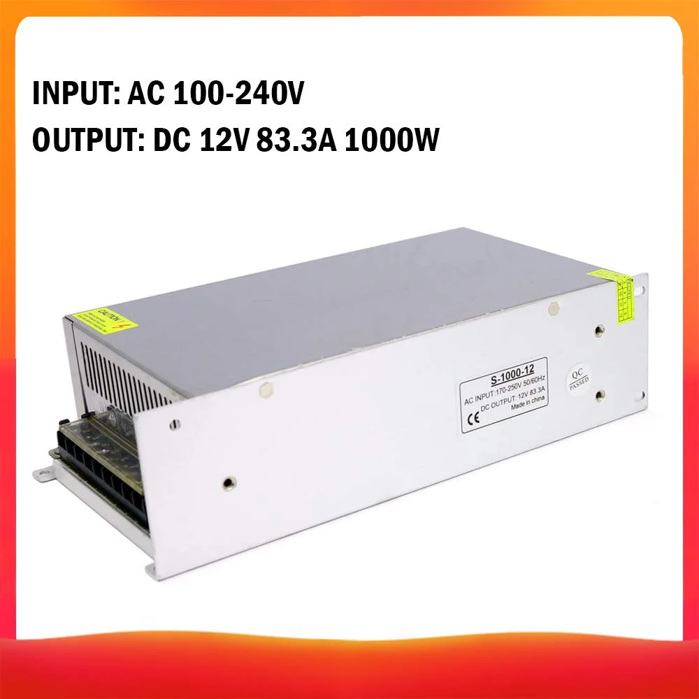 آداپتور Irfora 1000W AC به DC 12V 83.3A، ترانسفورماتور ولتاژ تنظیم شده، منبع تغذیه سوئیچینگ آداپتور Irfora 1000W AC به DC 12V 83.3A، ترانسفورماتور ولتاژ تنظیم شده، منبع تغذیه سوئیچینگ