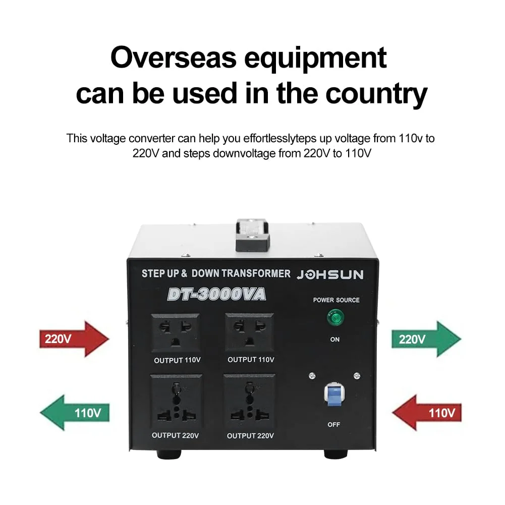 مبدل ولتاژ سنگین HCLSHOP، 3000 وات 110 ولت به 220 ولت افزاینده 220 ولت به 110 ولت کاهنده مبدل ولتاژ AC (پلاگ بریتانیا) محافظت جهانی، برای پرینتر، پلوپز، فن، کامپیوتر (3000VA)