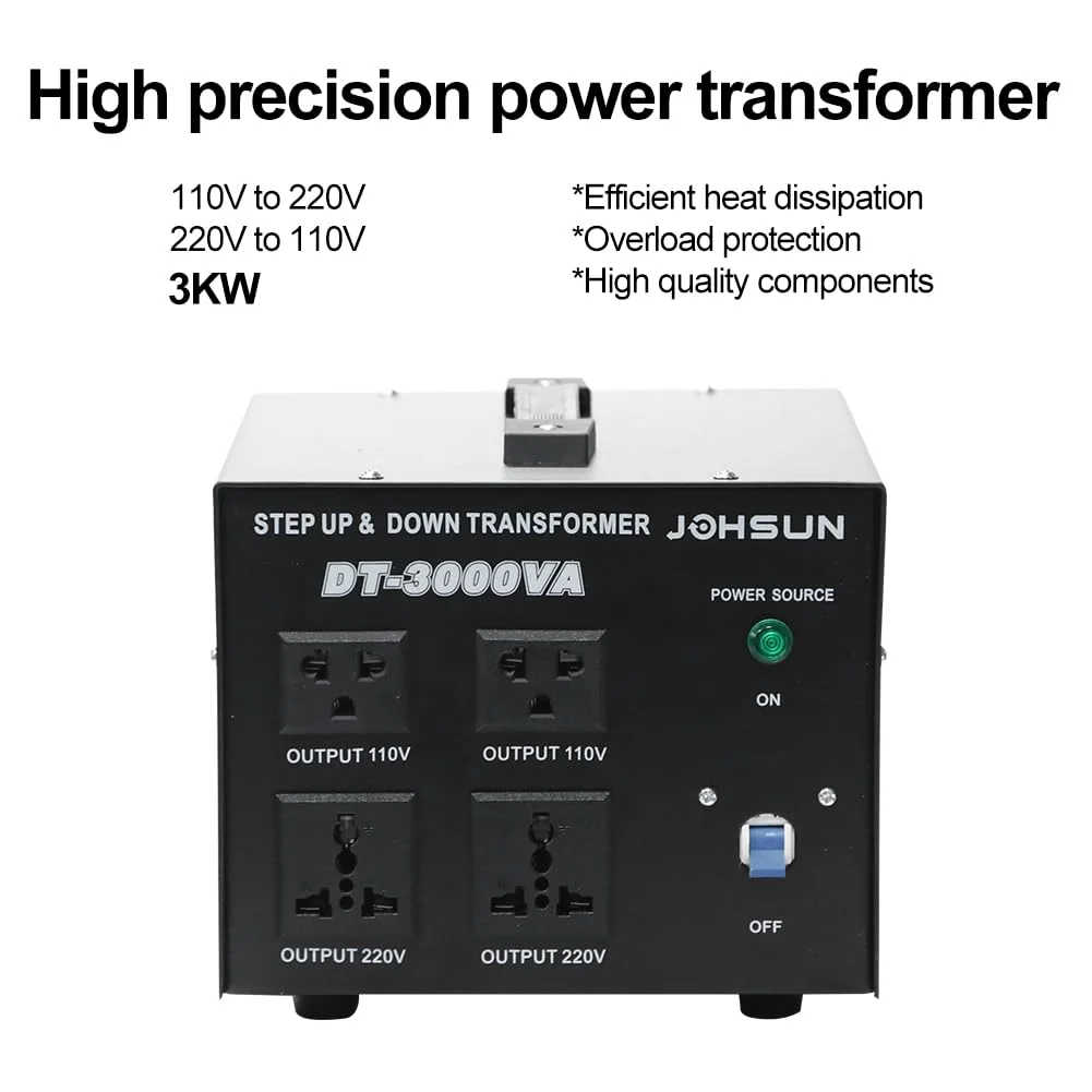 مبدل ولتاژ سنگین HCLSHOP، 3000 وات 110 ولت به 220 ولت افزاینده 220 ولت به 110 ولت کاهنده مبدل ولتاژ AC (پلاگ بریتانیا) محافظت جهانی، برای پرینتر، پلوپز، فن، کامپیوتر (3000VA)