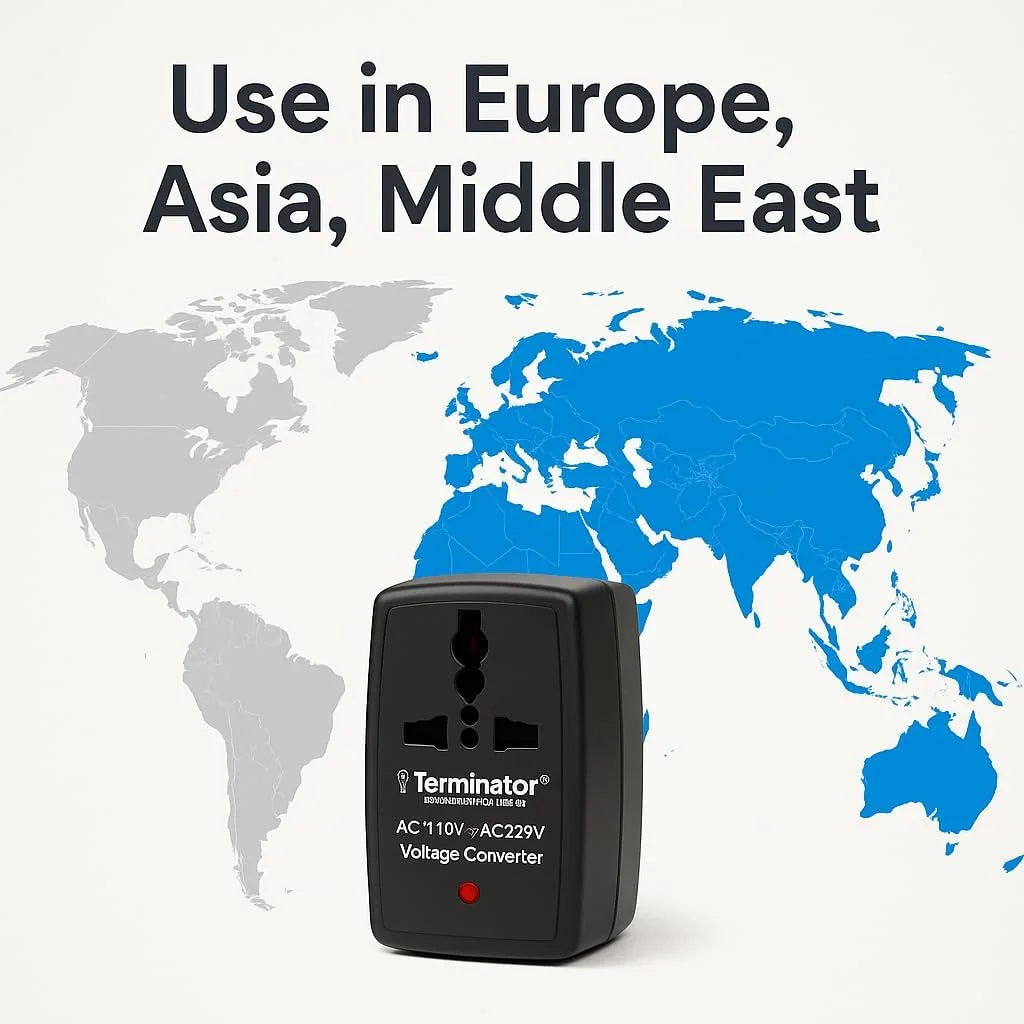 مبدل ولتاژ کاهنده/افزاینده 90 واتی ترمیناتور TACC با دوشاخه 2 پین EU - ترانسفورماتور 110 ولت ⇌ 220 ولت برای دستگاههای ≤90 وات، انتخابگر ولتاژ، نشانگر LED، فیوز حرارتی + آداپتور مسافرتی جهانی رایگان TL 11G UK مبدل ولتاژ کاهنده/افزاینده 90 واتی ترمیناتور TACC با دوشاخه 2 پین EU - ترانسفورماتور 110 ولت ⇌ 220 ولت برای دستگاههای ≤90 وات، انتخابگر ولتاژ، نشانگر LED، فیوز حرارتی + آداپتور مسافرتی جهانی رایگان TL 11G UK
