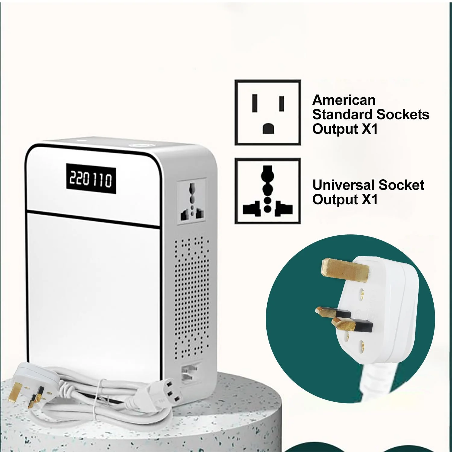 مبدل ولتاژ کاهنده CHAOFLIGHT از 220 ولت به 110 ولت، مبدل ولتاژ بی صدا برای مصارف خانگی، برای استفاده از لوازم خانگی ایالات متحده و سایر کشورها در امارات متحده عربی، عربستان سعودی یا سایر مناطق 220 ولت، 500 وات (1500 وات)