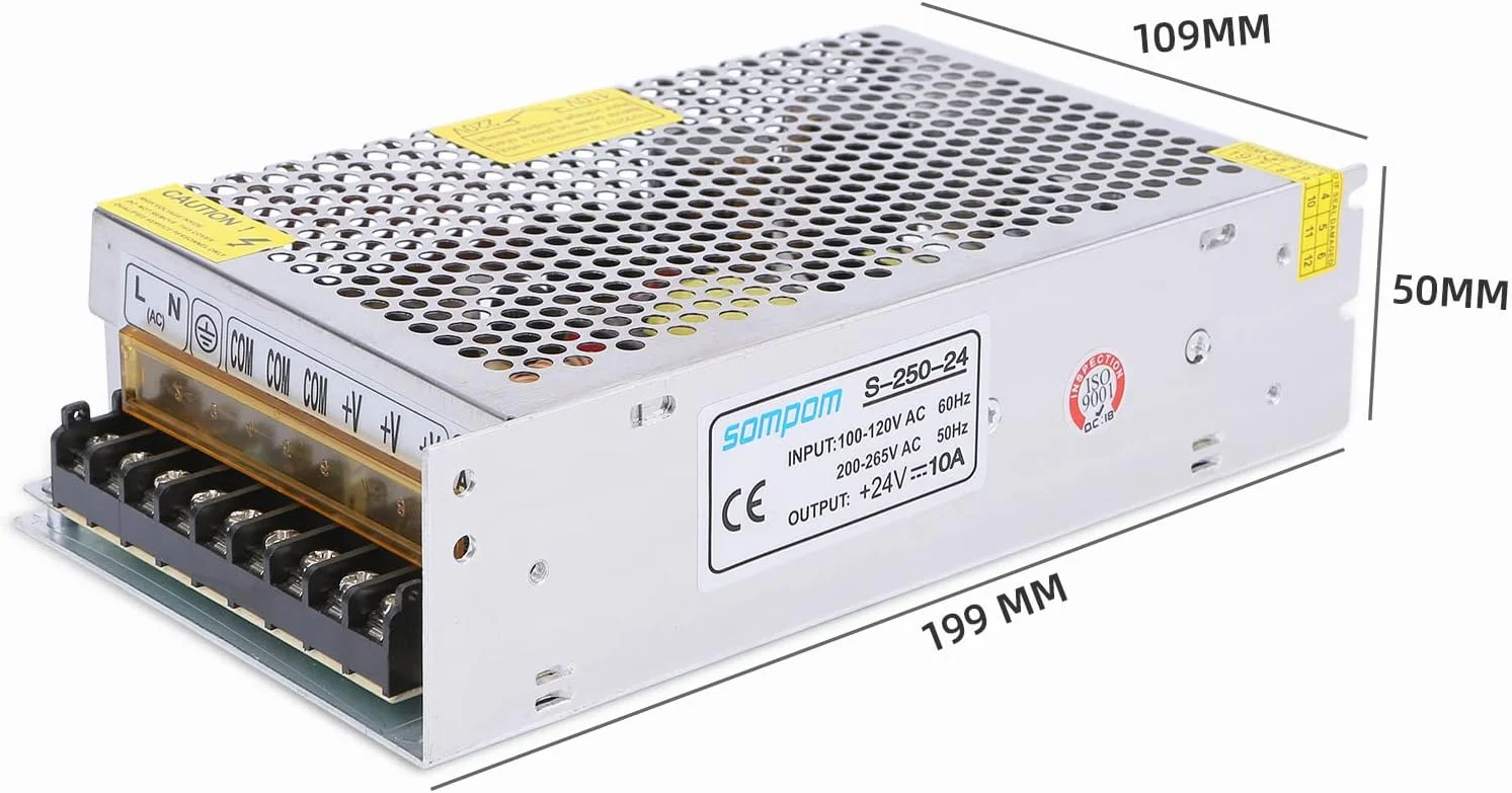 آداپتور درایور ترانسفورماتور sompom برای چراغ های LED، چراغ های خیابانی، چراغ های بیلبورد، مبدل AC/DC - 24 ولت، 10 آمپر، 240 وات