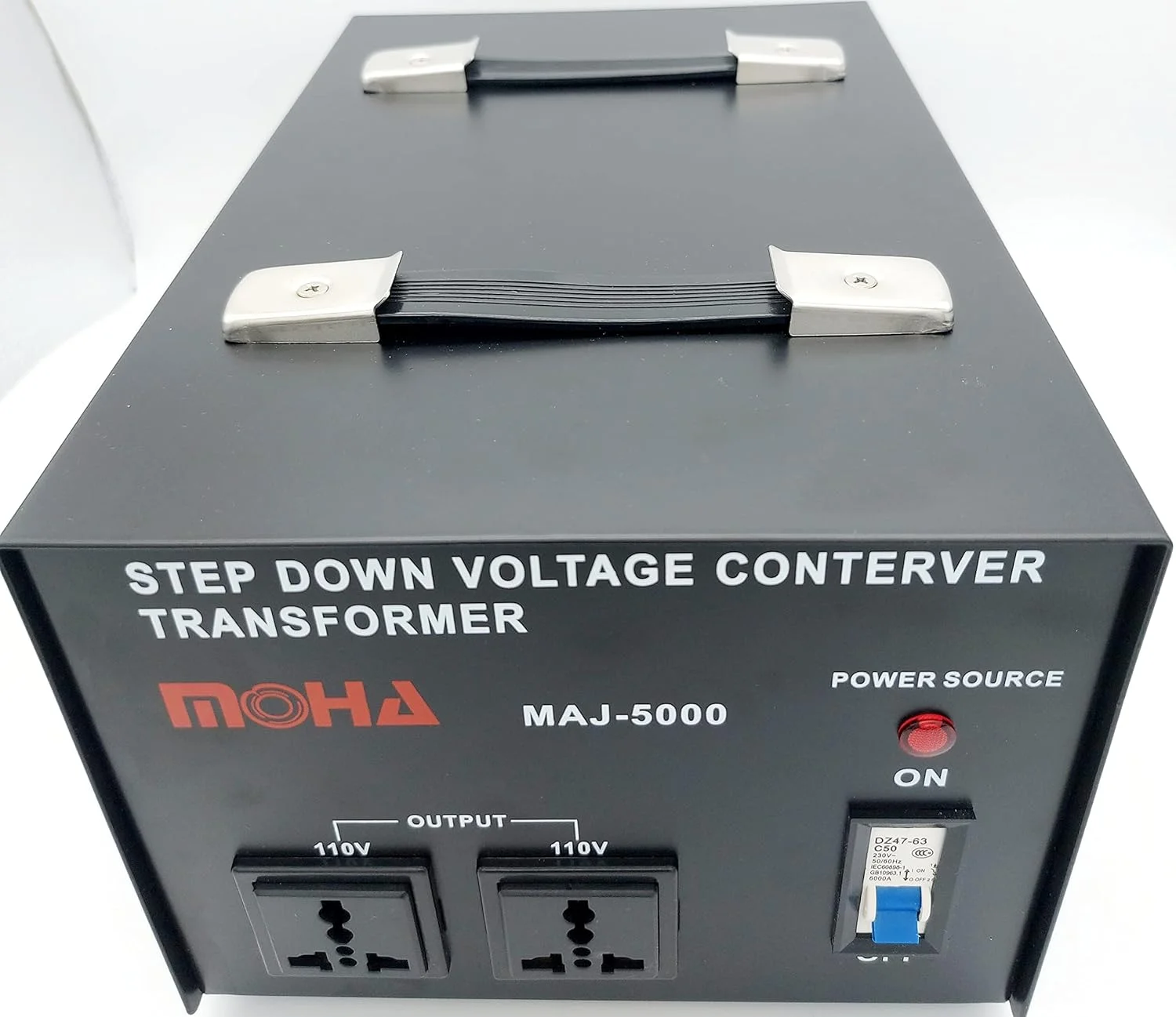 مبدل ولتاژ 5000 وات حداکثر MOHA - مبدل برق سنگین کاهنده AC 220V به AC 110V - محافظت از مدار - دارای گواهینامه CE