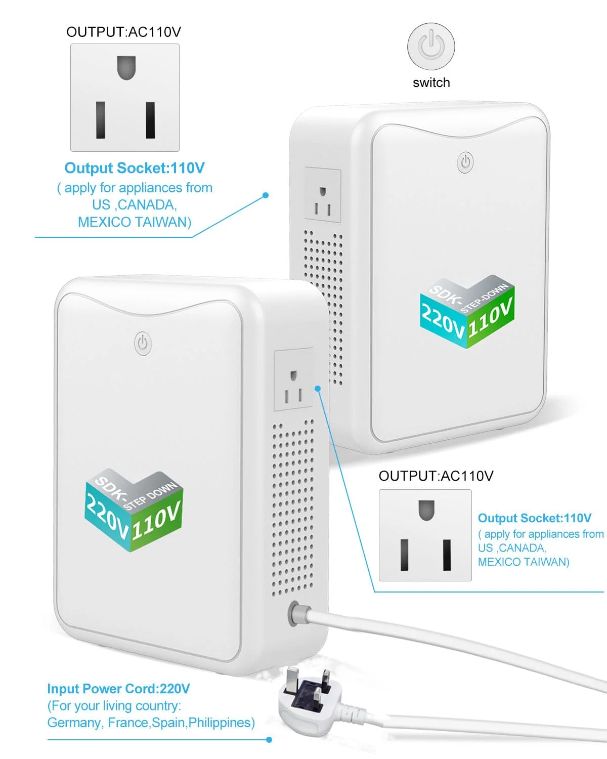 ترانسفورماتور کاهنده 240 ولت به 110 ولت 3000VA مبدل ولتاژ