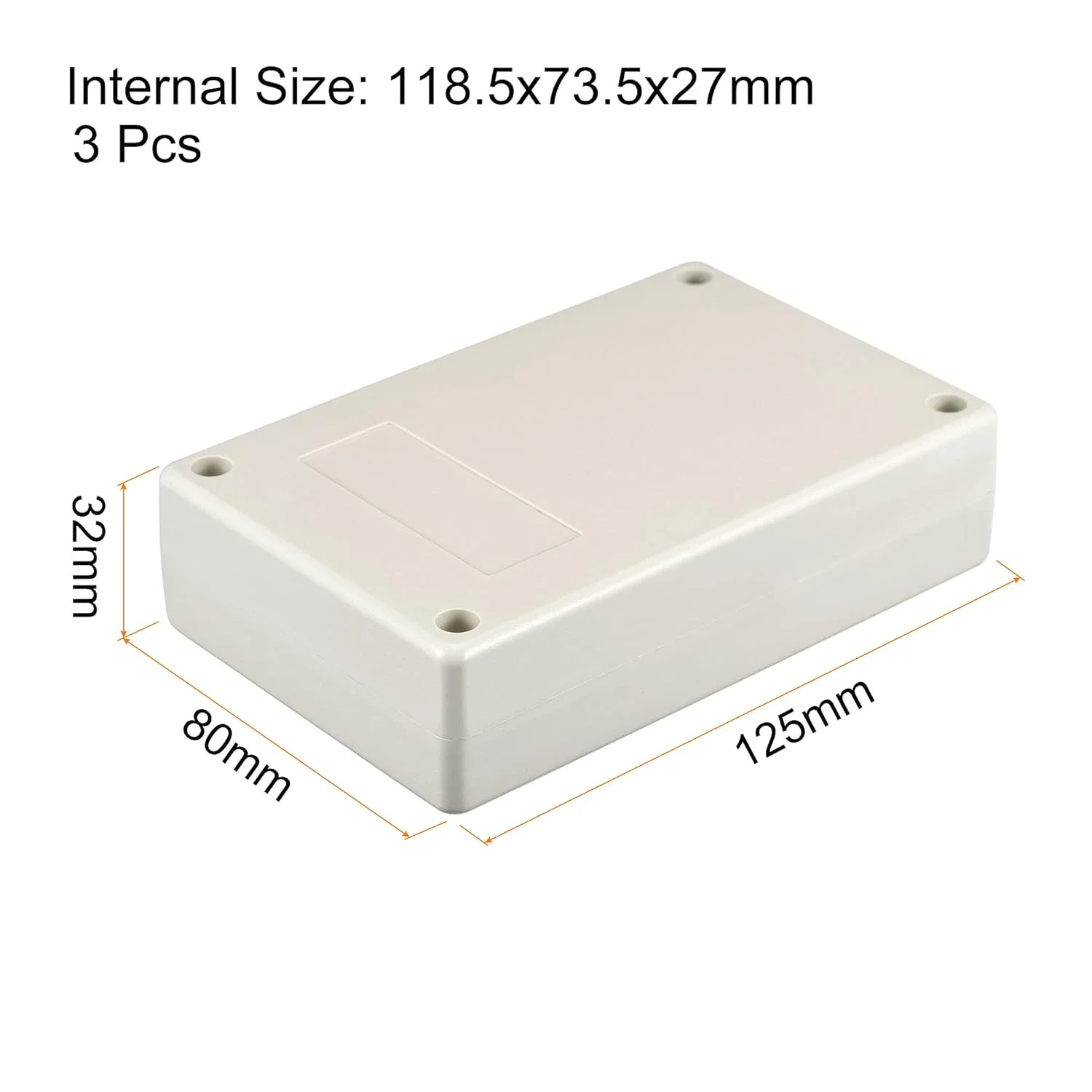 جعبه اتصال ضد آب سورسیینگ مپ 125x80x32 میلی متر ABS برای پروژه های الکتریکی (خاکستری، بسته 3 عددی)