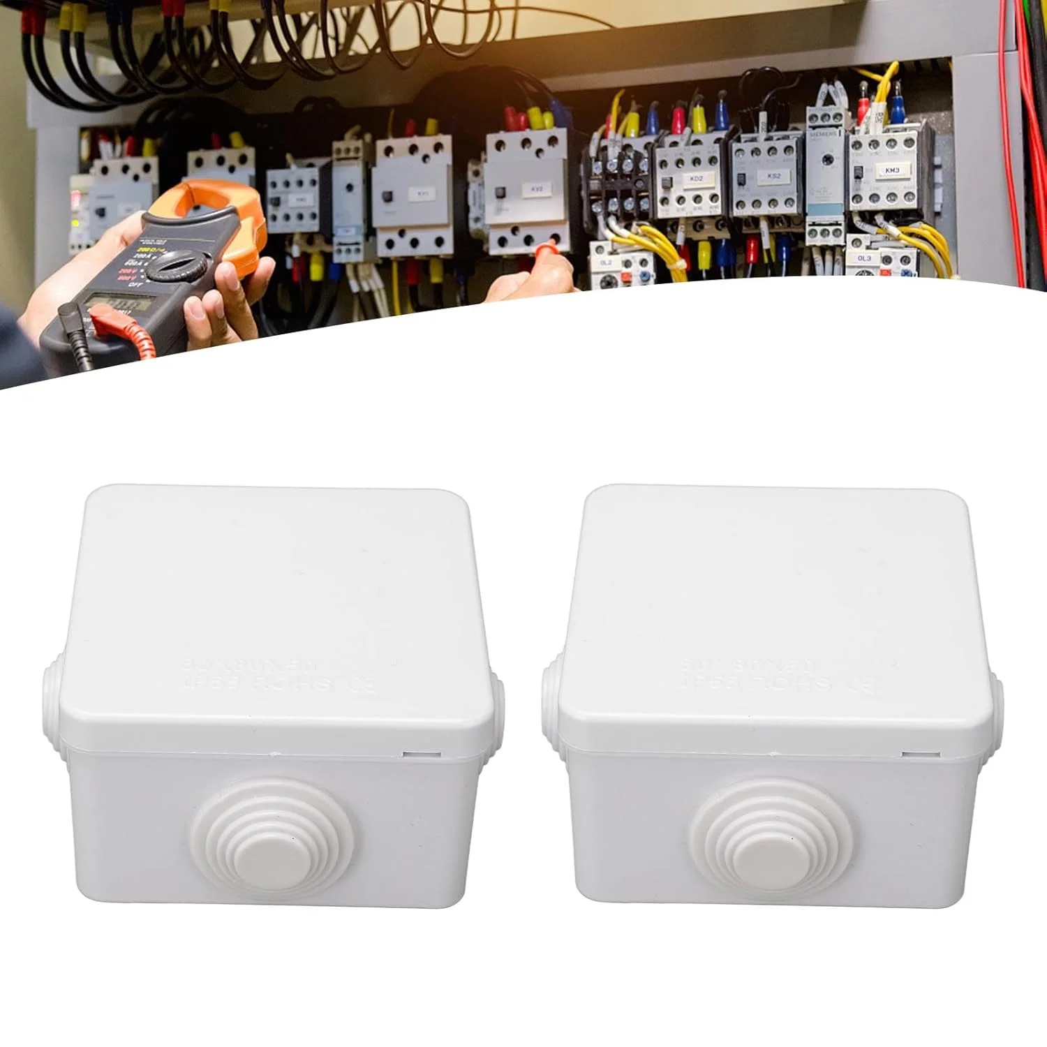 جعبه تقسیم NDNCZDHC، 2 عددی، جعبه برق داخلی و خارجی، جعبه پروژه الکتریکی پلاستیکی با درپوش لاستیکی، 80x80x50 میلی متر