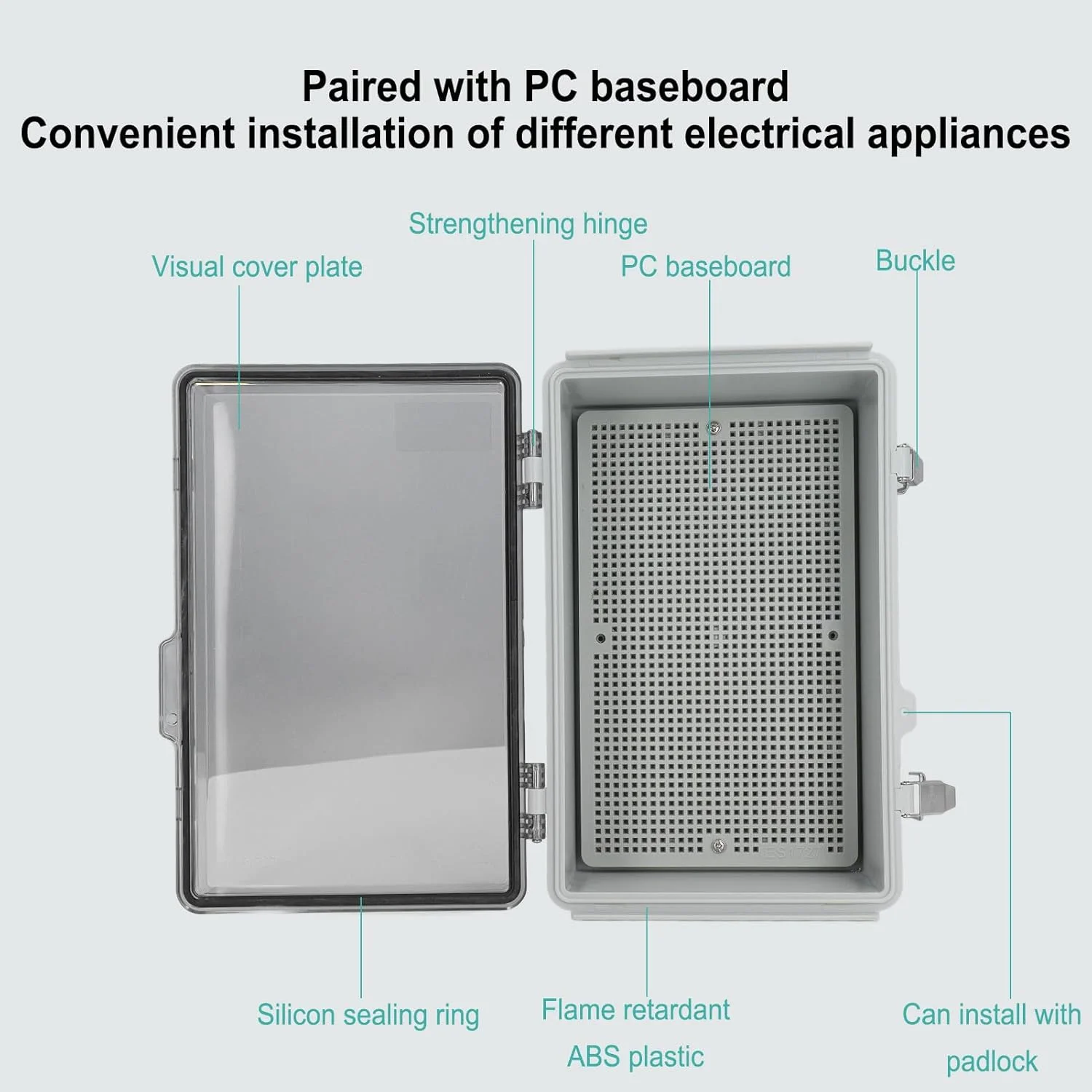 جعبه تقسیم برق IP67 محفظه پلاستیکی ABS با صفحه نصب جعبه اتصال در فضای باز برای الکترونیک