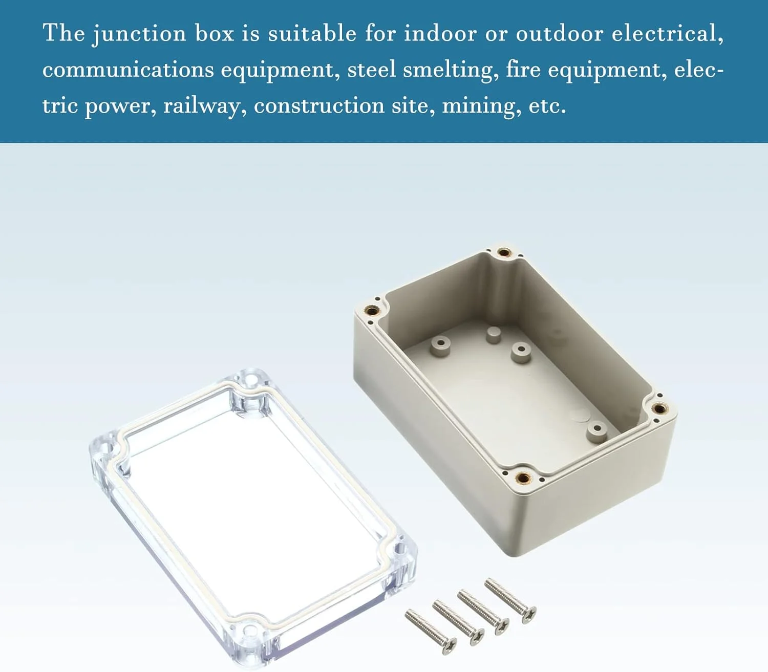 جعبه اتصال الکترونیکی QUARKZMAN، 100 x 68 x 50 میلی متر، جعبه های اتصال پلاستیکی مهر و موم شده، 1 عدد محفظه برای پروژه های الکتریکی، شفاف