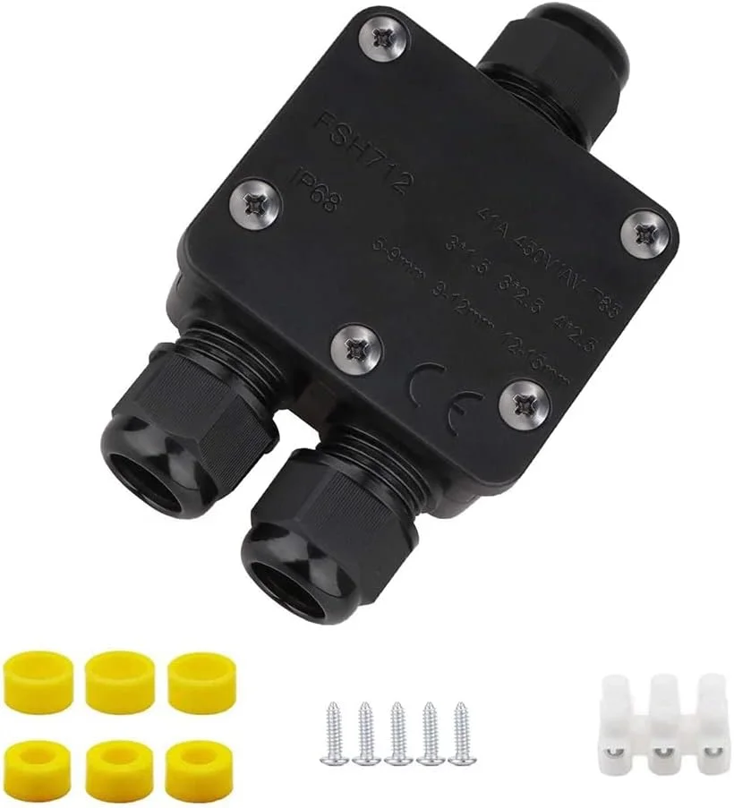 جعبه تقسیم ضد آب CENPEK مناسب فضای باز IP68، جعبه اتصال الکتریکی خارجی 3 طرفه بزرگتر، کانکتور کابل کواکسیال M25 با محدوده سیم 5 تا 15 میلی متر