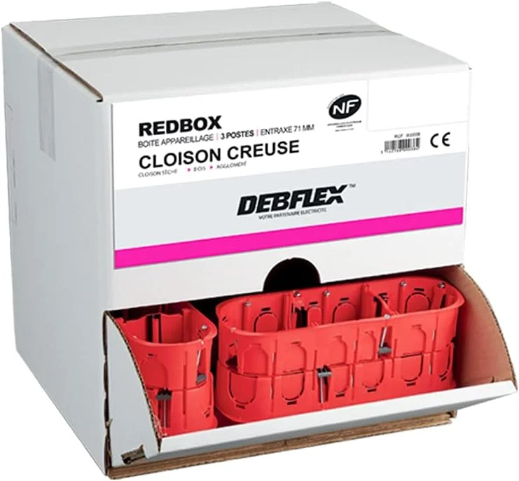 جعبه تقسیم برق DEBFLEX - جعبه اتصال بیرونی ضد آب - سیلو 1/2 از 20 جعبه برای پارتیشن های خشک - قطر 67 x 40 میلی متر - فاصله 71 میلی متر