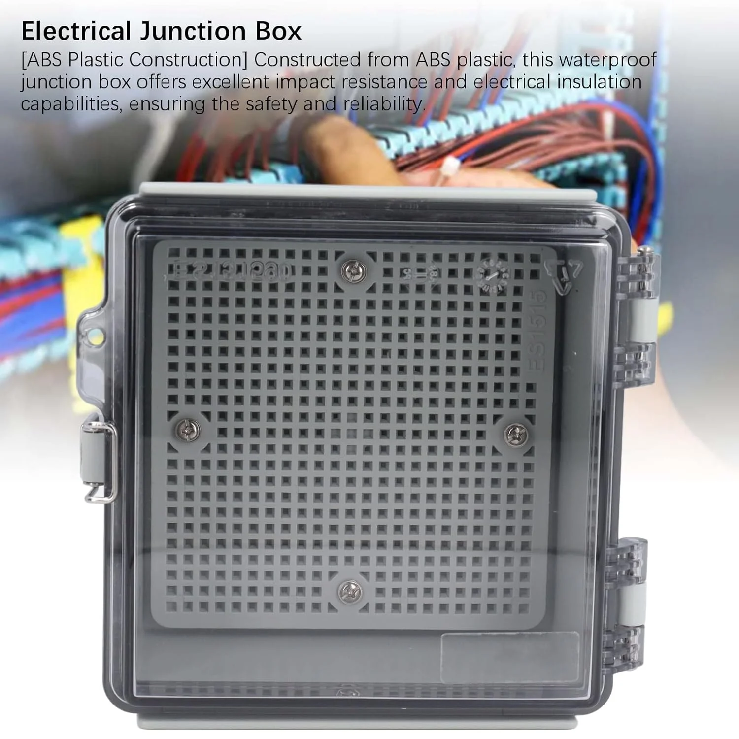 جعبه تقسیم ضد آب با درب لولایی شفاف IP67 پلاستیک ABS محفظه الکتریکی صفحه نصب برای کاربردهای فضای باز عایق ضربه قفل استیل ضد زنگ نصب آسان