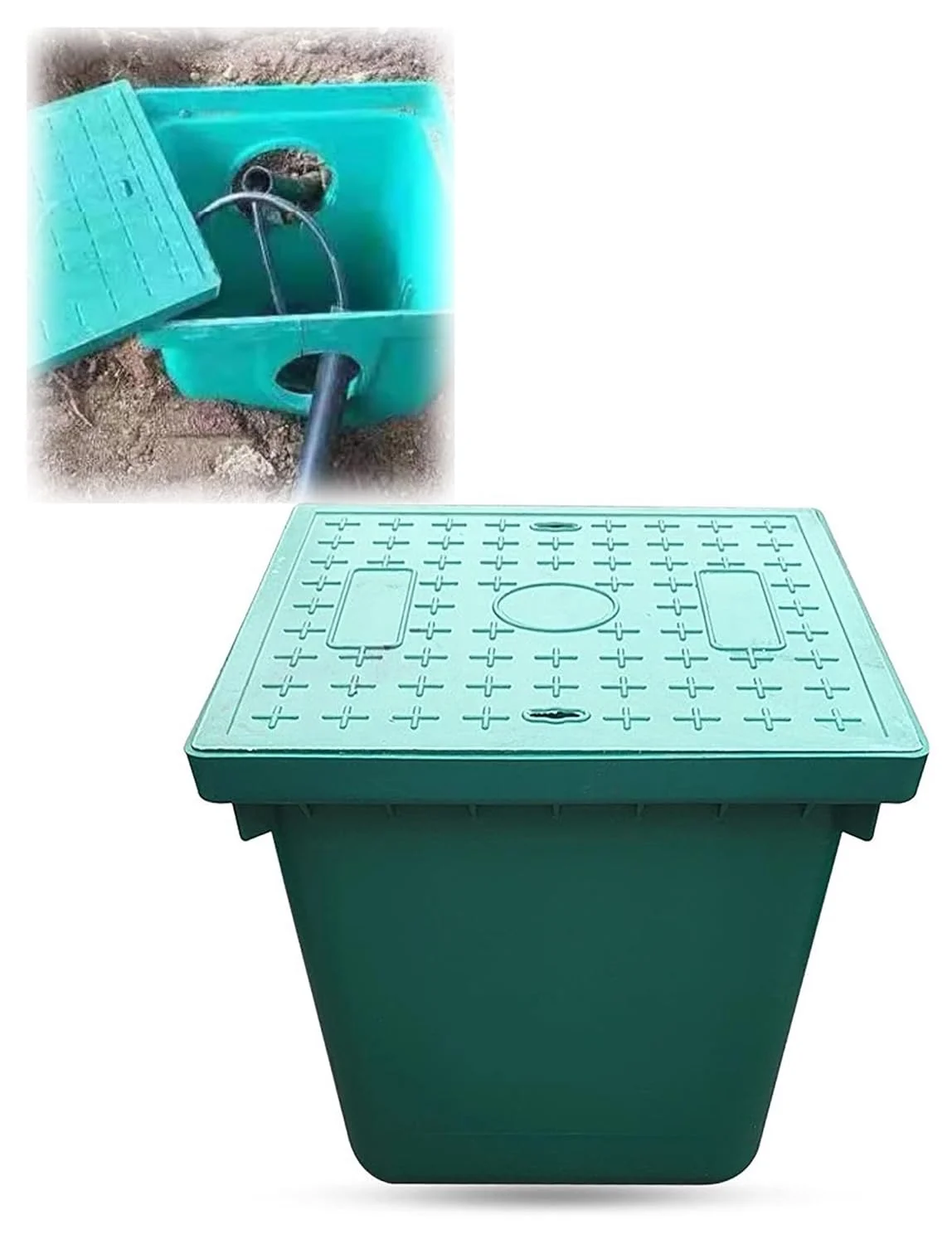 جعبه اتصال زیرزمینی 16x16x16 اینچ، جعبه اتصال الکتریکی PE برای سیم کشی فضای باز و دفن شده (500x500x500 میلی متر)