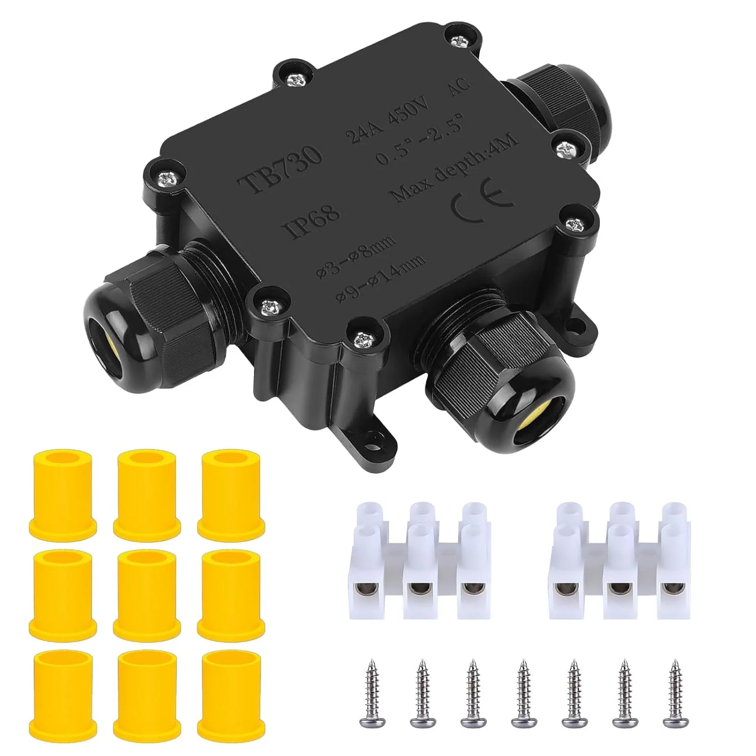 جعبه تقسیم ضد آب FDG در فضای باز IP68، جعبه اتصال برق خارجی سیم 3 طرفه، قطر سیم اتصال کابل 4-14 میلی متر