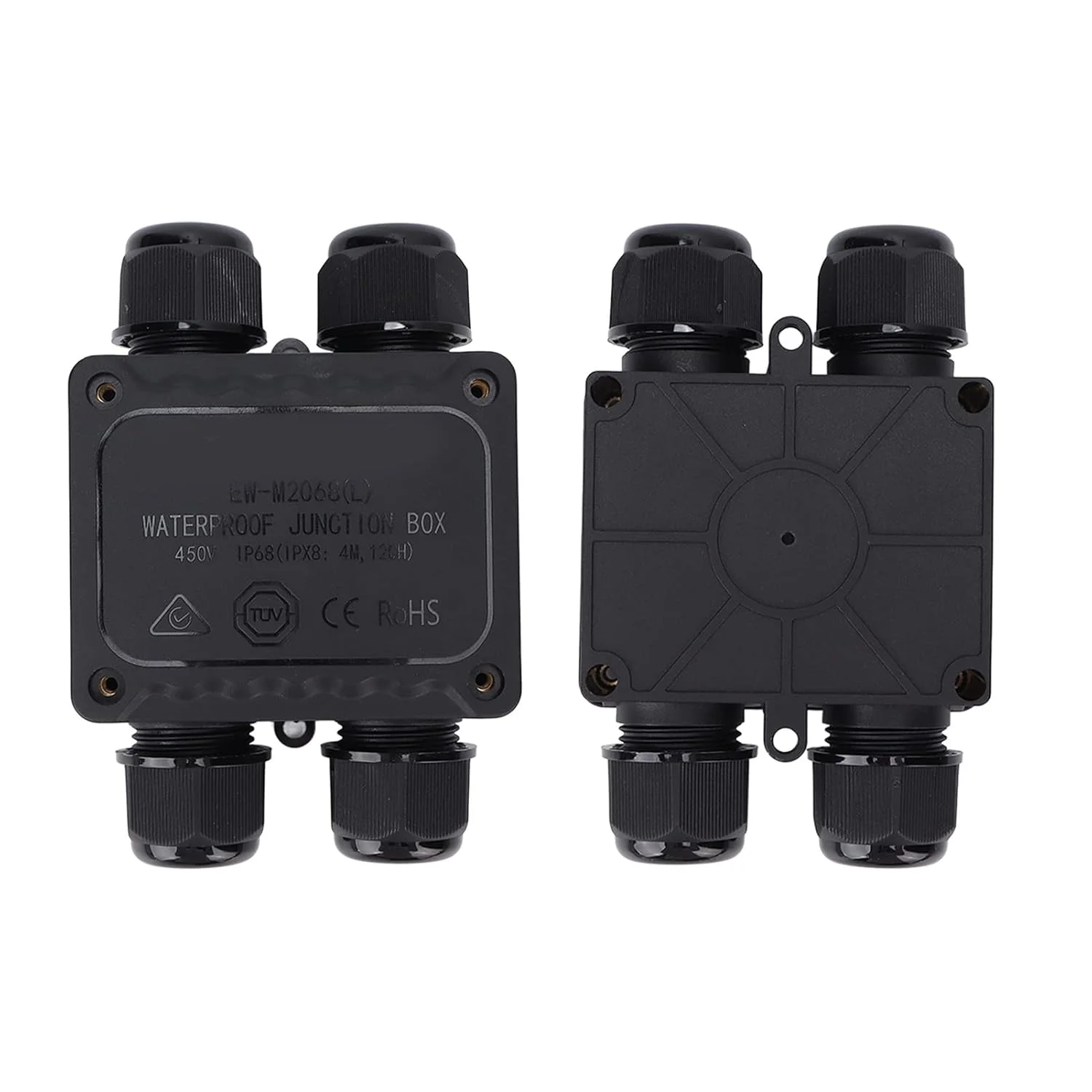 جعبه اتصال برق 4 طرفه ضد آب IP68، سیلیکون PA66 حرفه ای برای اتصال برق LED در فضای باز، چراغ های خیابانی باغ، مهندسی زیر آب، مقاوم در برابر گرد و غبار و بادوام جعبه اتصال برق 4 طرفه ضد آب IP68، سیلیکون PA66 حرفه ای برای اتصال برق LED در فضای باز، چراغ های خیابانی باغ، مهندسی زیر آب، مقاوم در برابر گرد و غبار و بادوام