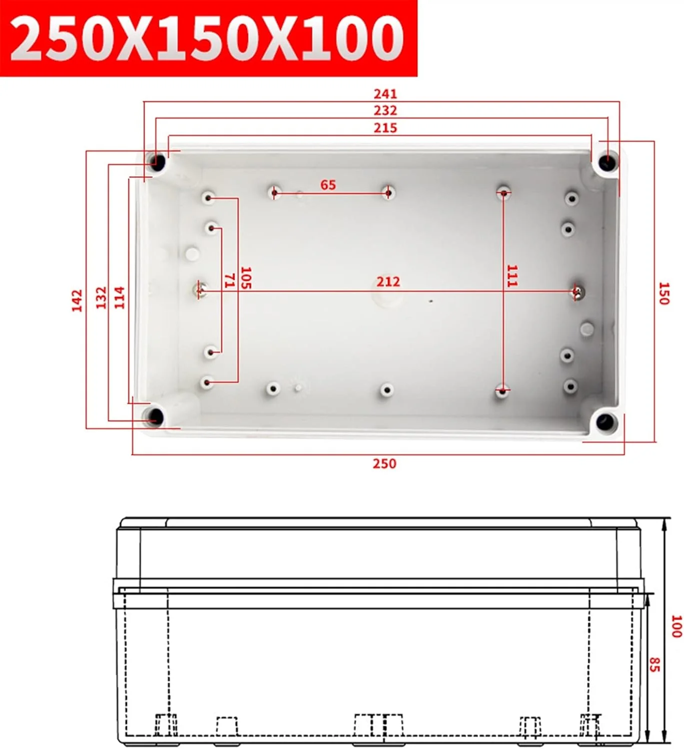 جعبه اتصال بیرونی DLRSET، 1 عدد جعبه پلاستیکی ضد آب 250x150x100 میلی متر برای پروژه های الکترونیکی، جعبه اتصال ضد آب برای الکترونیک جعبه اتصال بیرونی DLRSET، 1 عدد جعبه پلاستیکی ضد آب 250x150x100 میلی متر برای پروژه های الکترونیکی، جعبه اتصال ضد آب برای الکترونیک