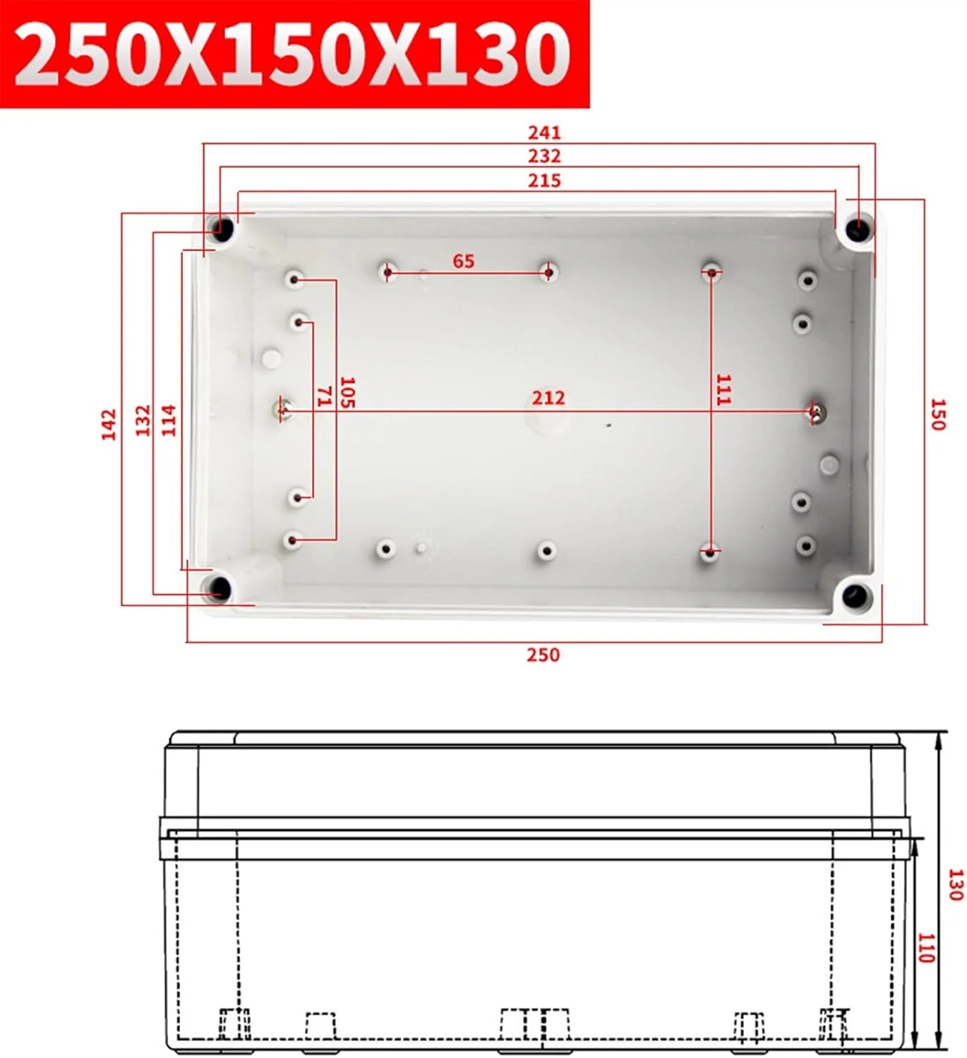 جعبه اتصال بیرونی DLRSET، 1 عدد 250x150x130 میلی متر جعبه پلاستیکی ضد آب بیرونی برای پروژه های الکترونیکی، جعبه اتصال ضد آب برای الکترونیک جعبه اتصال بیرونی DLRSET، 1 عدد 250x150x130 میلی متر جعبه پلاستیکی ضد آب بیرونی برای پروژه های الکترونیکی، جعبه اتصال ضد آب برای الکترونیک