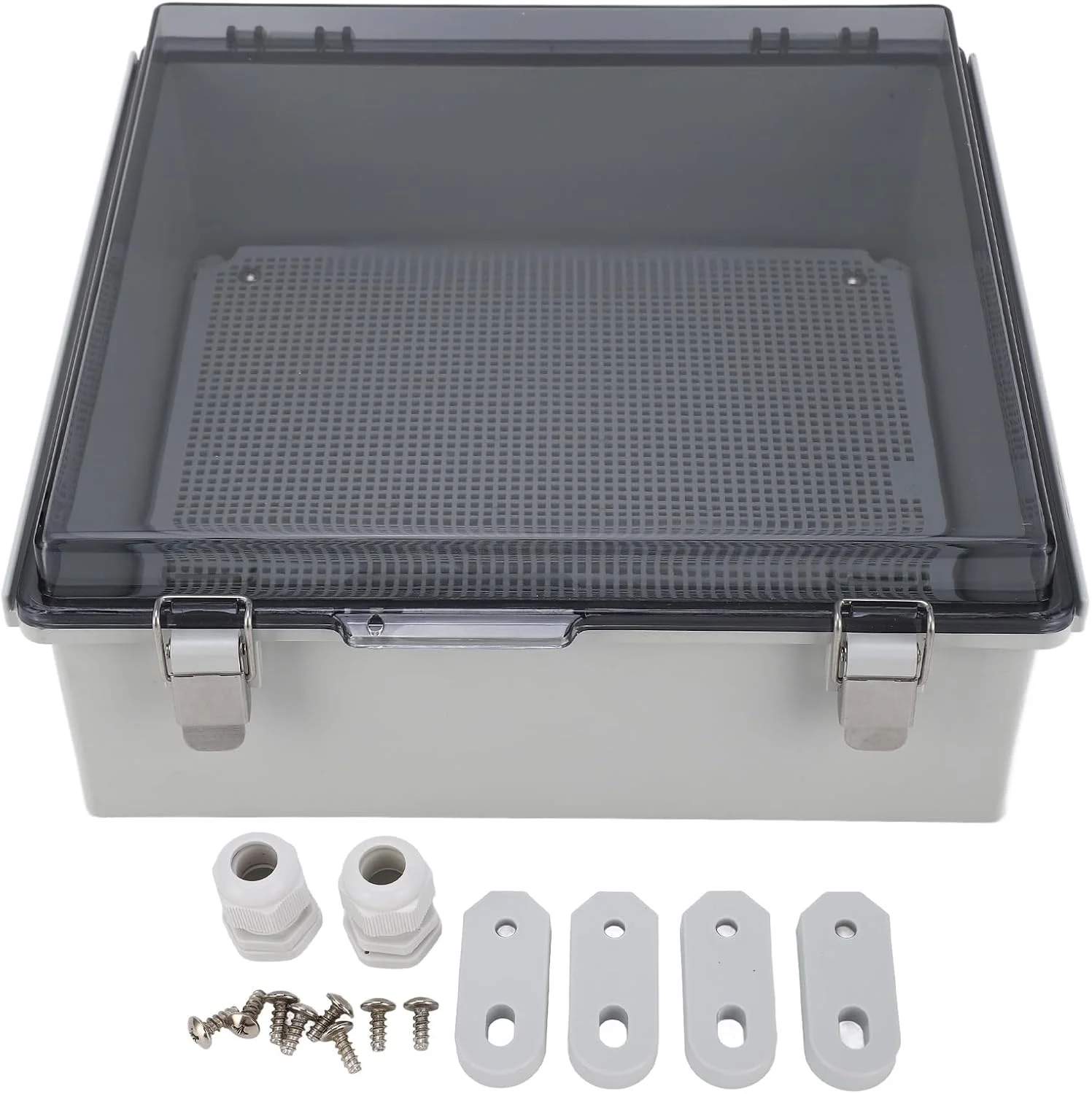 جعبه تقسیم Gearwell، محفظه الکتریکی، جعبه اتصال ضد آب، سگک استیل ضد زنگ IP67، جعبه توزیع با پوشش شفاف، برای سیم کشی فضای باز