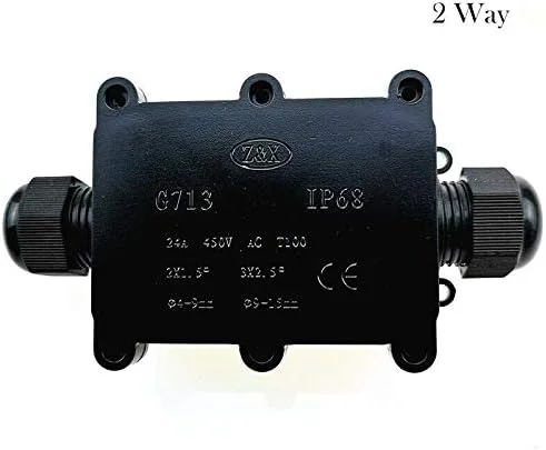 جعبه اتصال ضد آب LZECQ، جعبه اتصالات الکتریکی ضد آب IP68 با کانکتورهای ضد آب برای روشنایی فضای باز، جعبه اتصال خارجی مشکی (2 راه) جعبه اتصال ضد آب LZECQ، جعبه اتصالات الکتریکی ضد آب IP68 با کانکتورهای ضد آب برای روشنایی فضای باز، جعبه اتصال خارجی مشکی (2 راه)