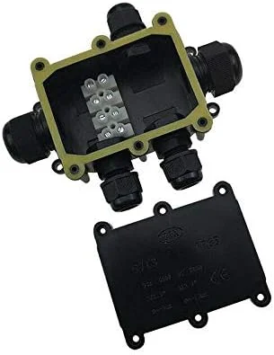 جعبه تقسیم ضد آب، جعبه اتصال الکتریکی IP68 اتصالات ضد آب برای روشنایی بیرونی جعبه اتصال خارجی مشکی (5 راه) جعبه تقسیم ضد آب، جعبه اتصال الکتریکی IP68 اتصالات ضد آب برای روشنایی بیرونی جعبه اتصال خارجی مشکی (5 راه)