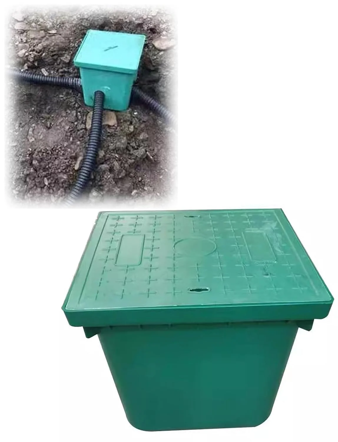 جعبه اتصال برق زیرزمینی، جعبه اتصال باز زیرزمینی برای اتصالات سیم کشی برق در فضای باز (50x50x50 سانتی متر)