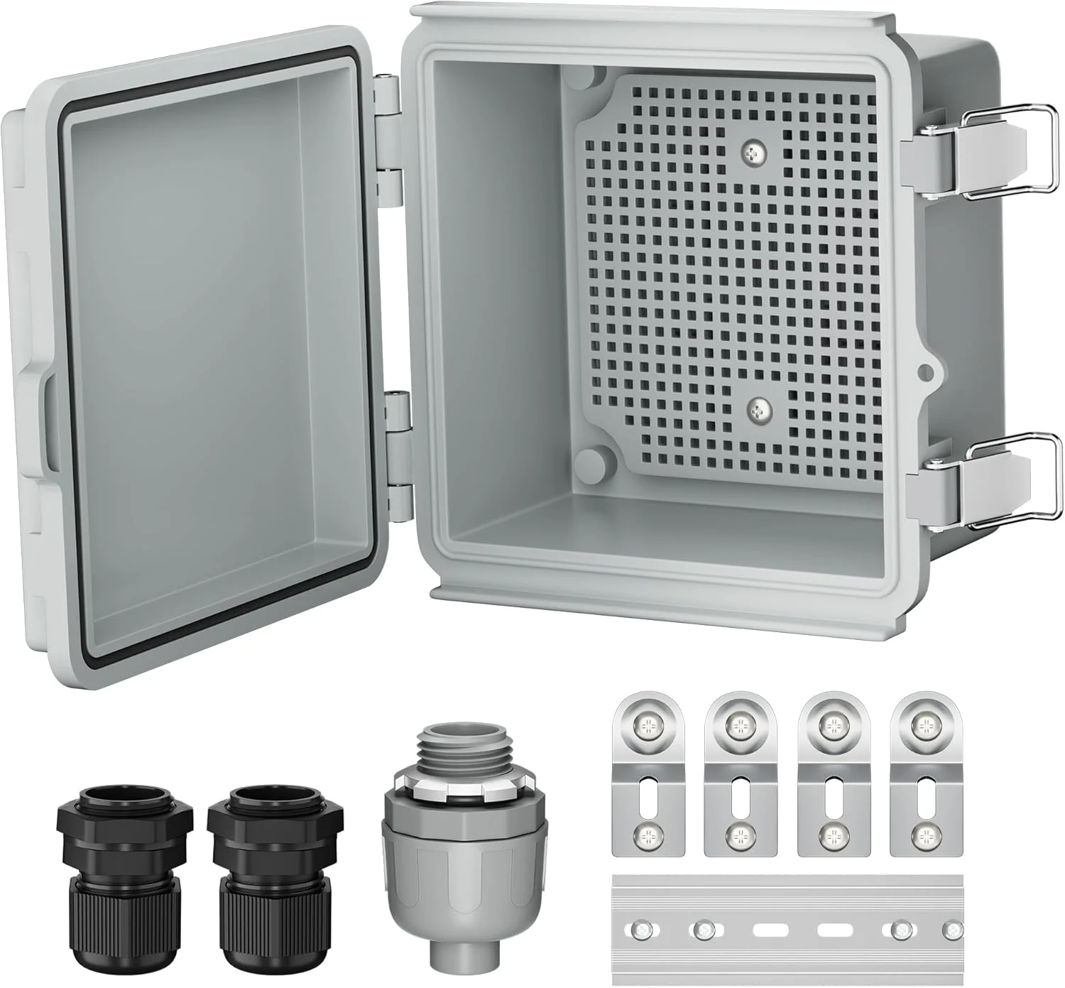 جعبه اتصال برق بیرونی Joinfworld، پلاستیکی ضد آب IP67، جعبه پروژه ضد آب، محفظه Nema برای الکترونیک وای فای، شبکه خورشیدی با قفل استیل ضد زنگ، اندازه داخلی 13x13x8.4 سانتی متر