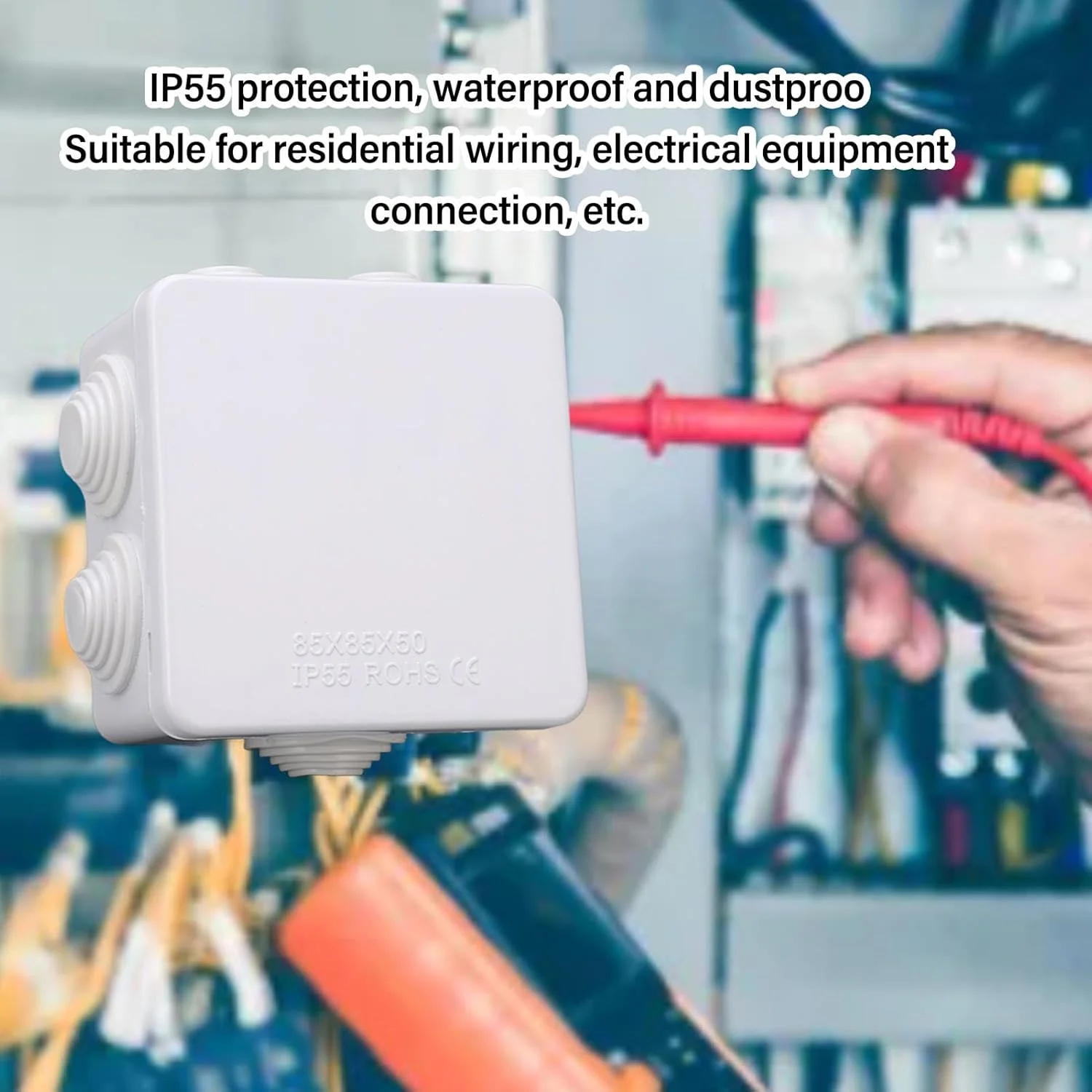 جعبه تقسیم برق 2 عددی پلاستیکی ABS IP55 ضد آب با سوراخ رزرو شده برای اتصالات تجهیزات الکتریکی