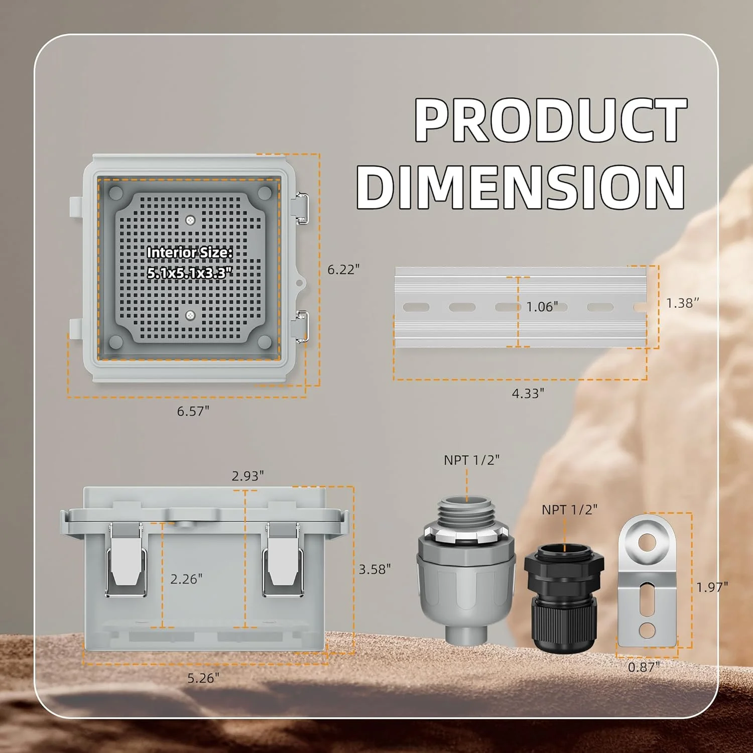 جعبه اتصال برق بیرونی Joinfworld، پلاستیکی ضد آب IP67، جعبه پروژه ضد آب، محفظه Nema برای الکترونیک وای فای، شبکه خورشیدی با قفل استیل ضد زنگ، اندازه داخلی 13x13x8.4 سانتی متر