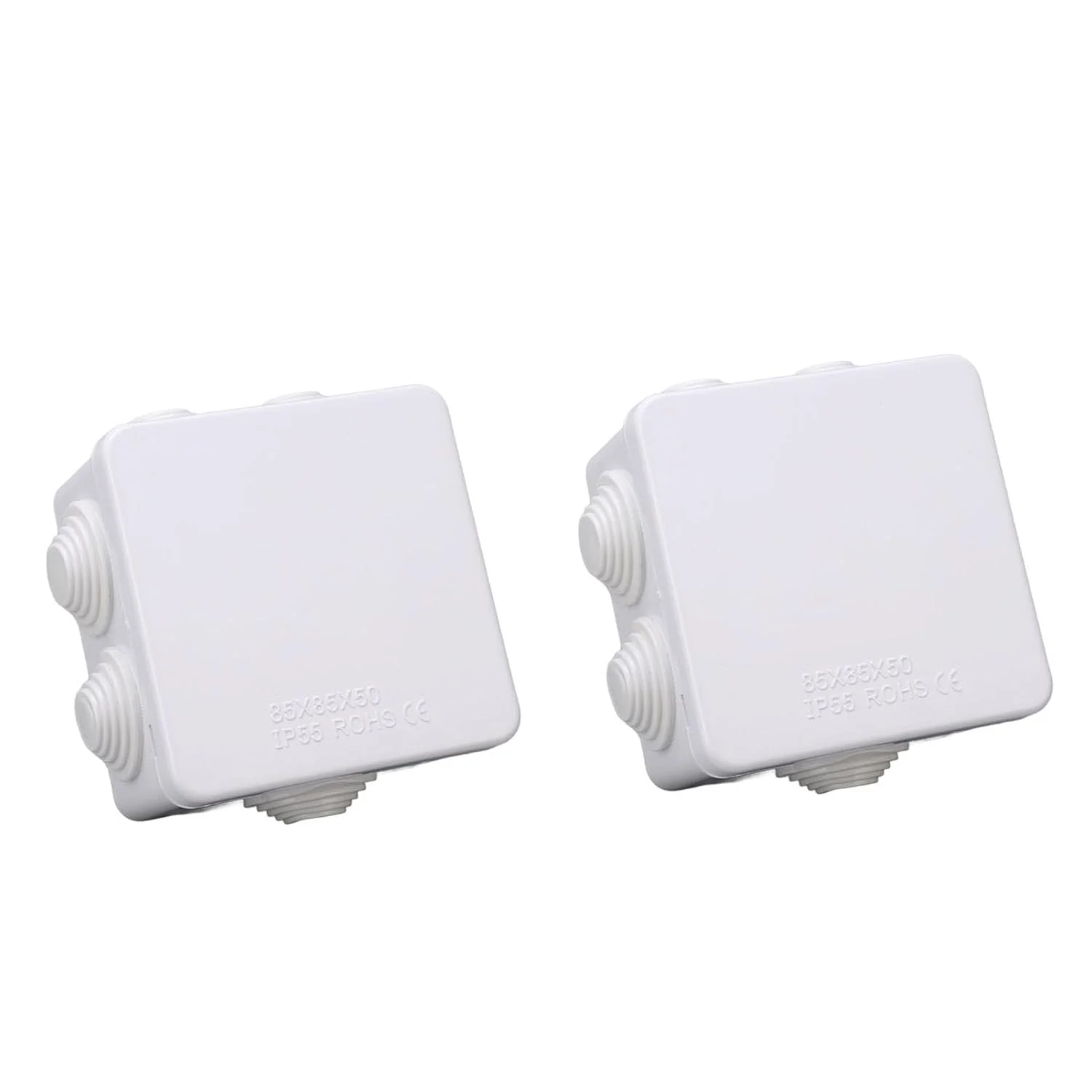 جعبه تقسیم برق 2 عددی پلاستیکی ABS IP55 ضد آب با سوراخ رزرو شده برای اتصالات تجهیزات الکتریکی