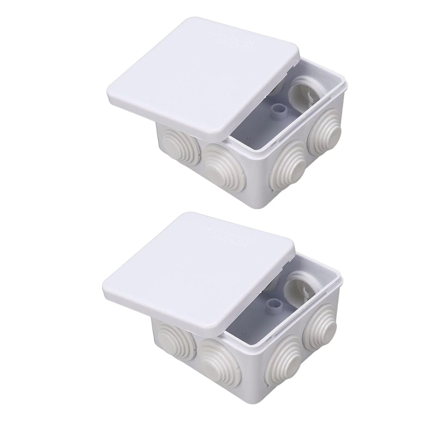 جعبه تقسیم برق 2 عددی پلاستیکی ABS IP55 ضد آب با سوراخ رزرو شده برای اتصالات تجهیزات الکتریکی