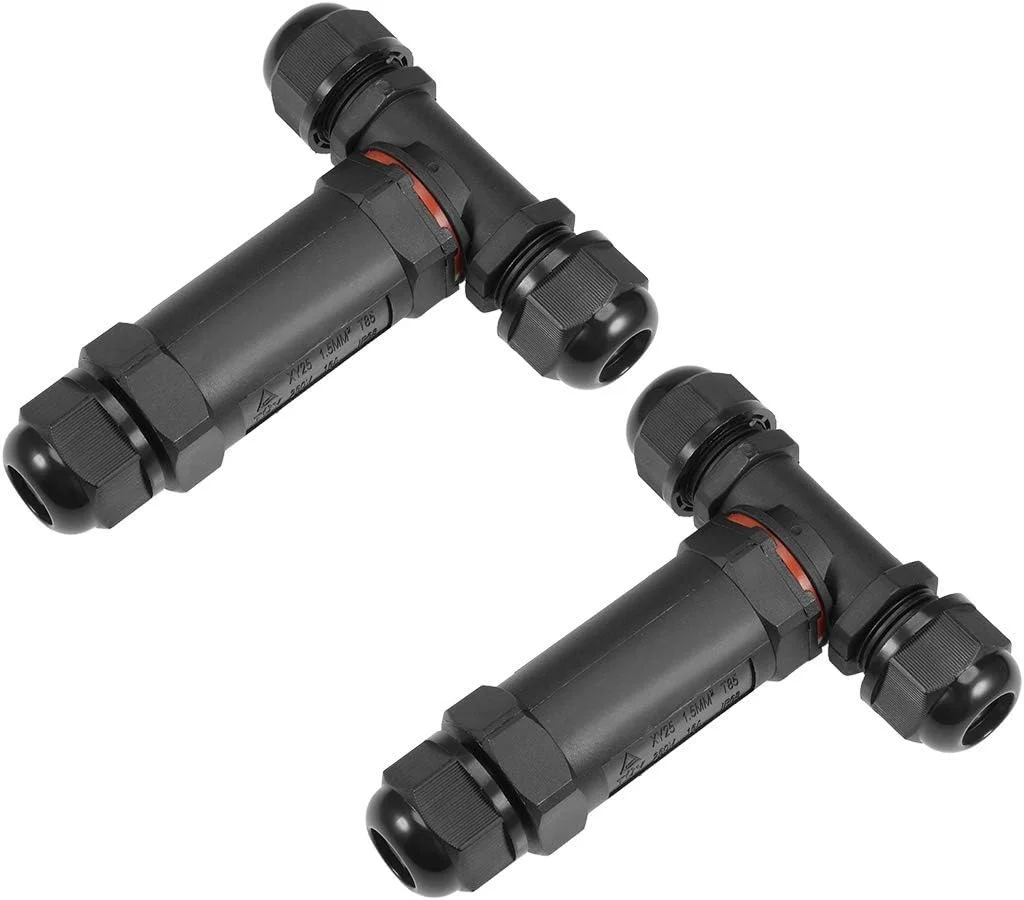 Dealmux 2 عدد جعبه اتصال الکتریکی بیرونی ضد آب IP68 نوع T، 3 پل، اتصال دهنده سیم کابل، کوپلر آستین