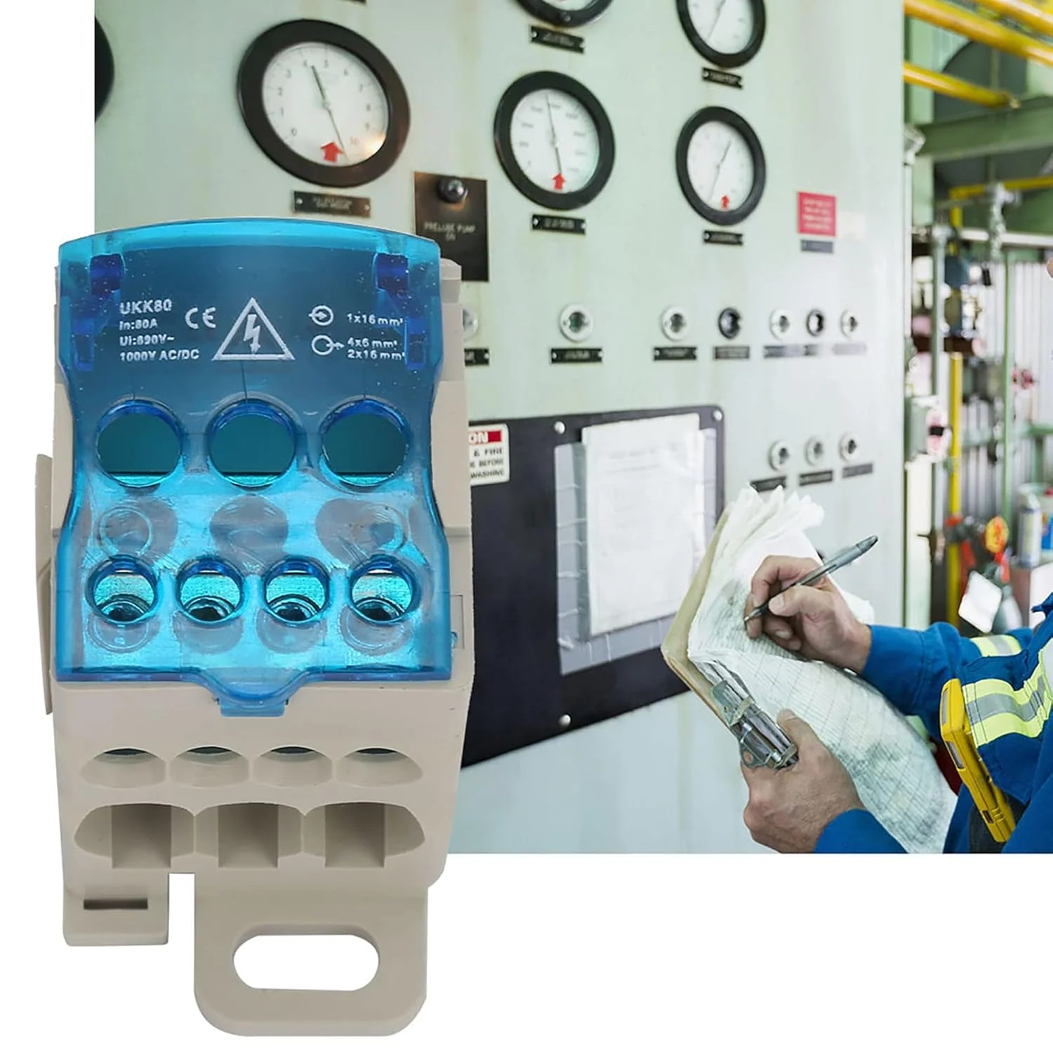 جعبه تقسیم بلوک ترمینال، کانکتور سیم برق UKK-80A، جریان نامی 80 آمپر برای کابینت های توزیع برق، ریل ها
