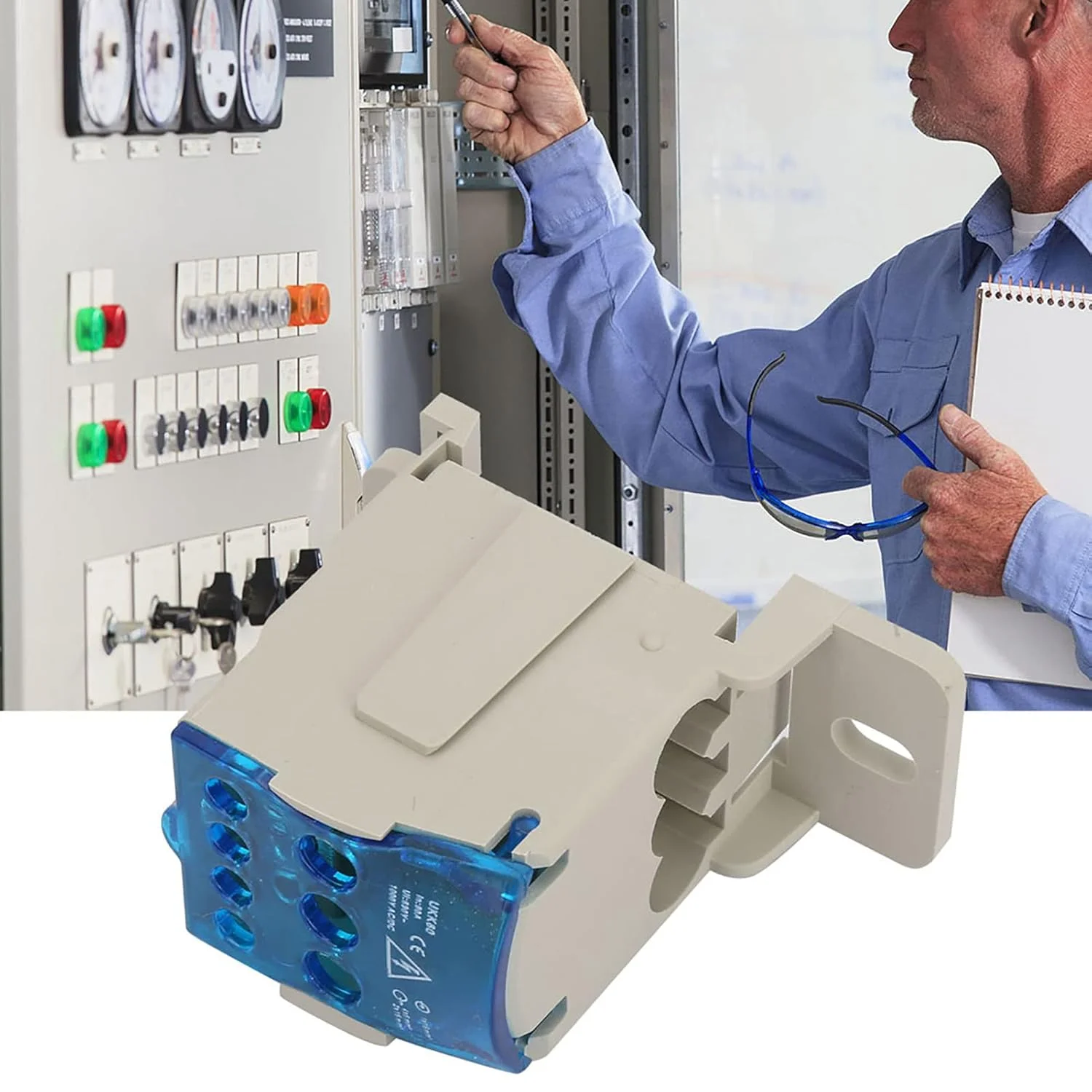 جعبه تقسیم بلوک ترمینال، کانکتور سیم برق UKK-80A، جریان نامی 80 آمپر برای کابینت های توزیع برق، ریل ها