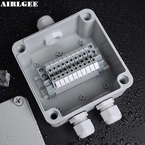 جعبه اتصال بیرونی DLRSET، 1 ورودی 2 خروجی IP66 ABS ضد آب، جعبه تقسیم برقی DIY اتصال سیم با UK2.5B جعبه اتصال بیرونی DLRSET، 1 ورودی 2 خروجی IP66 ABS ضد آب، جعبه تقسیم برقی DIY اتصال سیم با UK2.5B